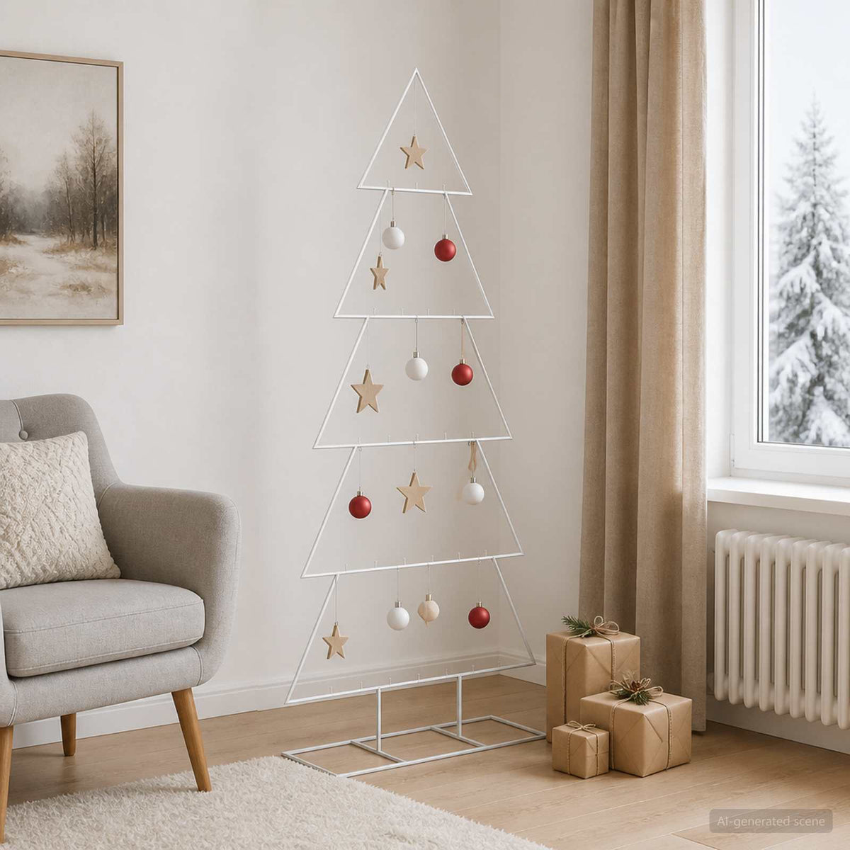 Fém karácsonyfa állvánnyal KUOPIO 150 cm Acél Fehér