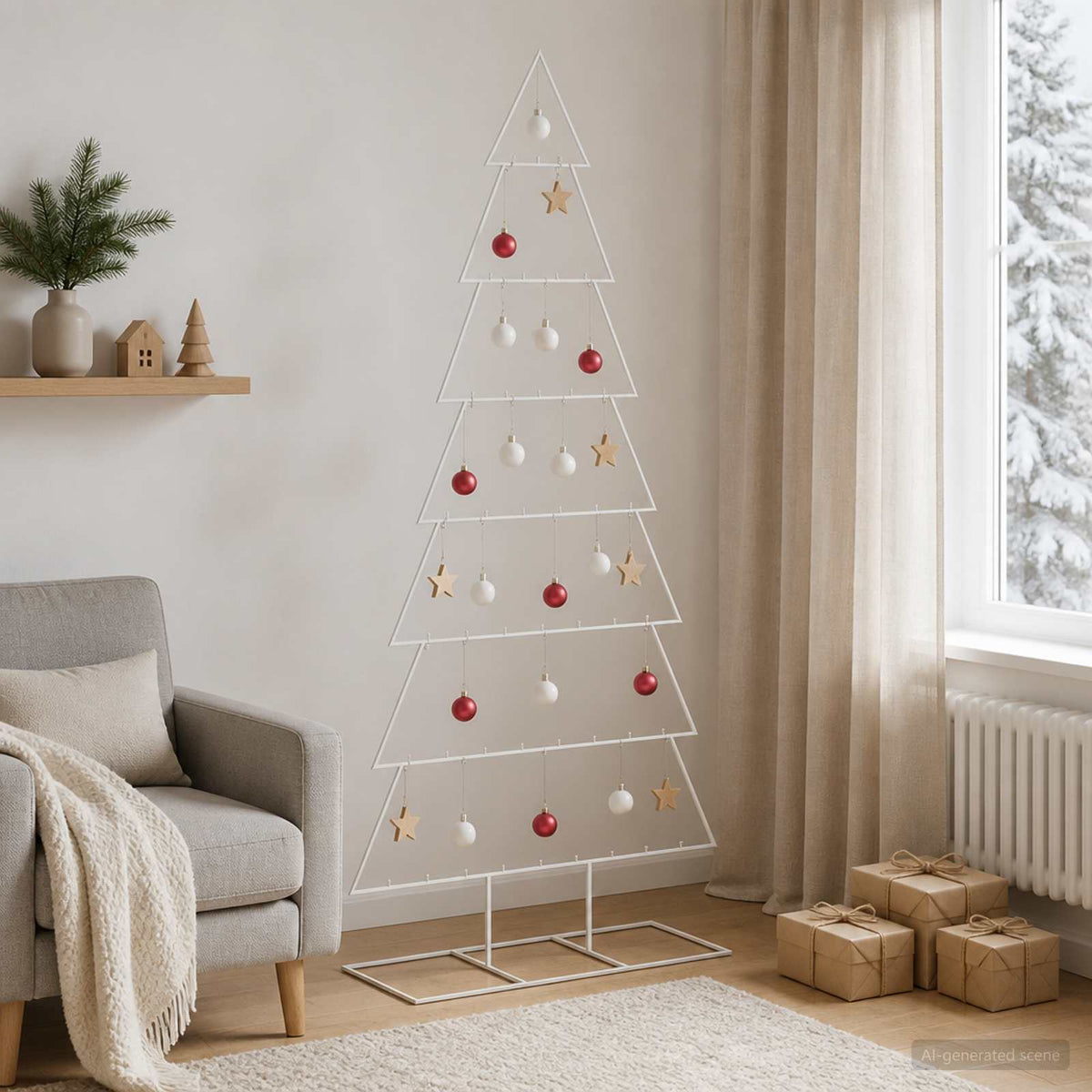 Fém karácsonyfa állvánnyal KUOPIO 210 cm Acél Fehér