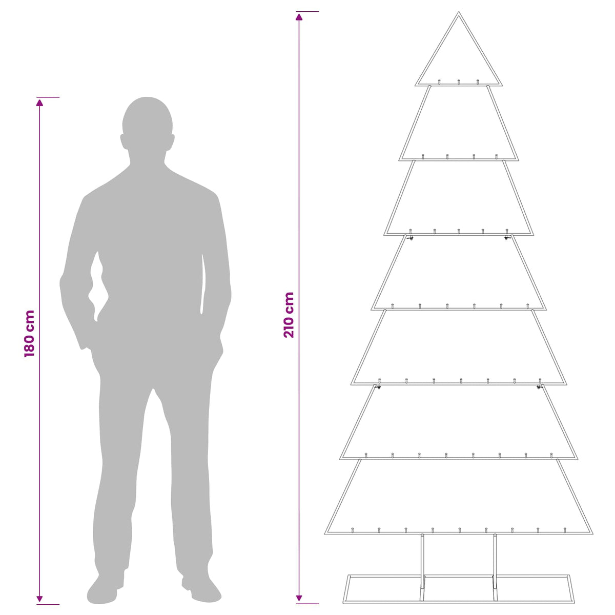 Fém karácsonyfa állvánnyal KUOPIO 210 cm Acél Fehér