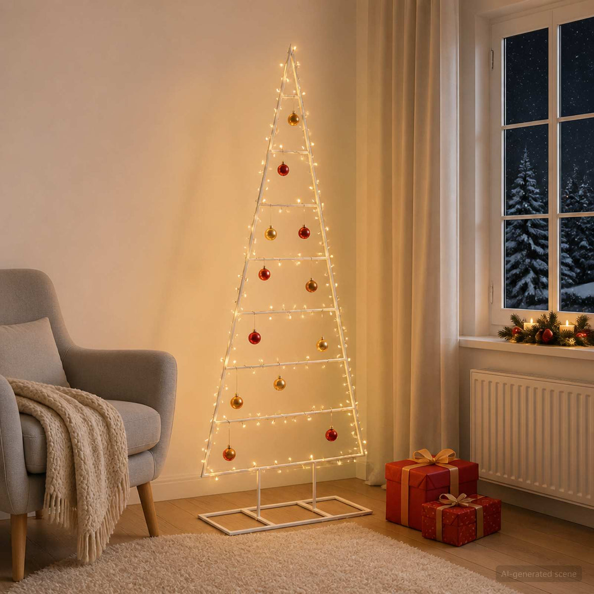 Fém karácsonyfa KUOPIO 150 cm Porszórt Acél Fehér