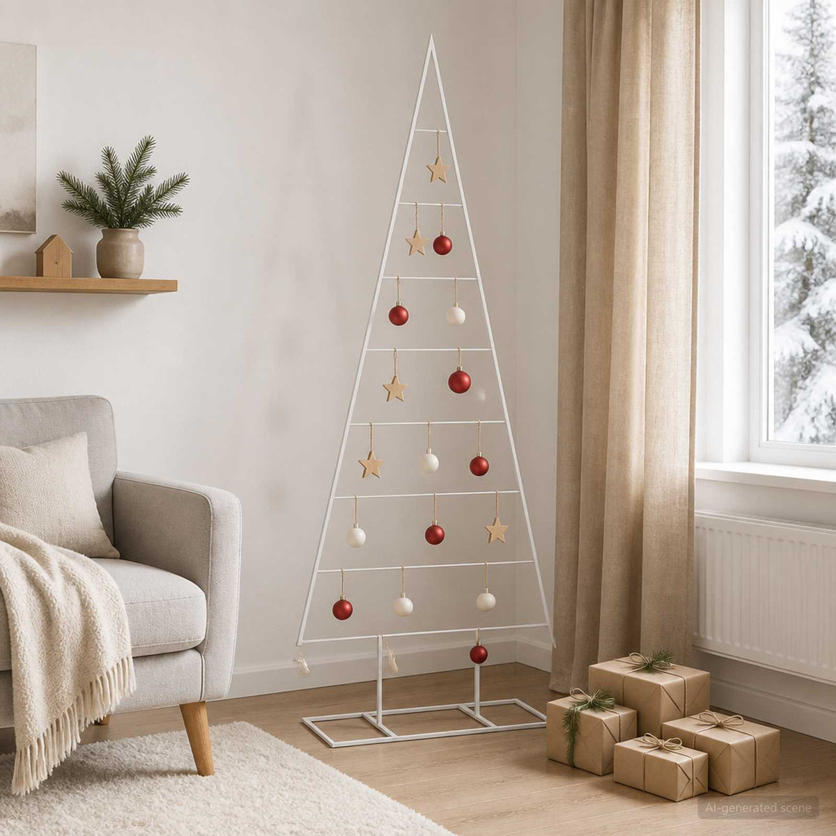 Fém karácsonyfa KUOPIO 150 cm Porszórt Acél Fehér