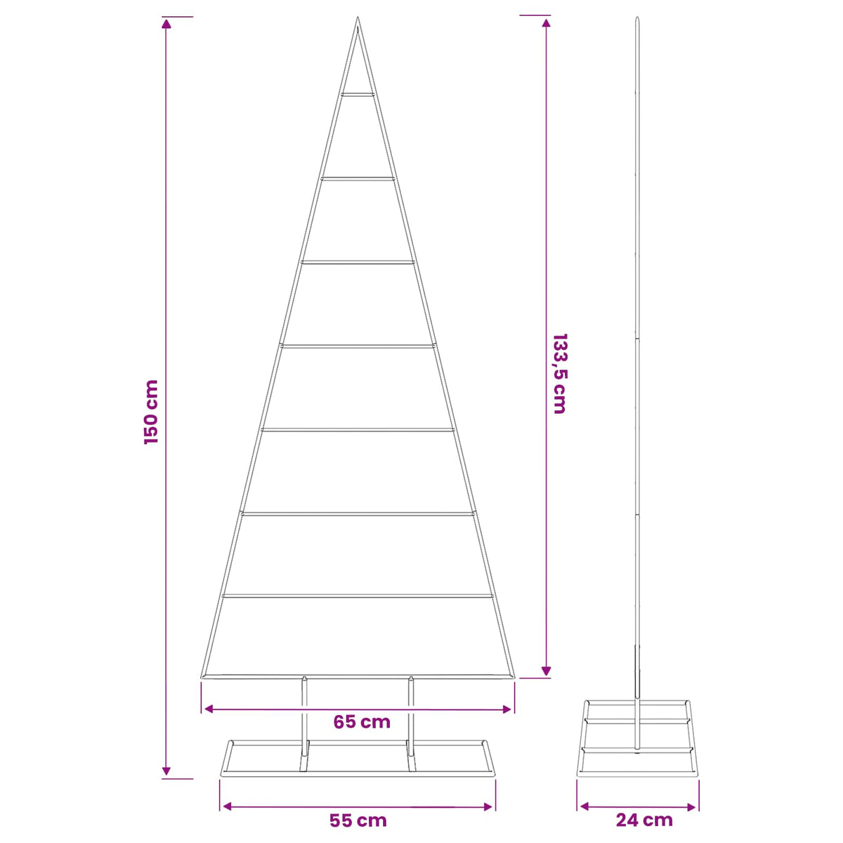 Fém karácsonyfa KUOPIO 150 cm Porszórt Acél Fehér