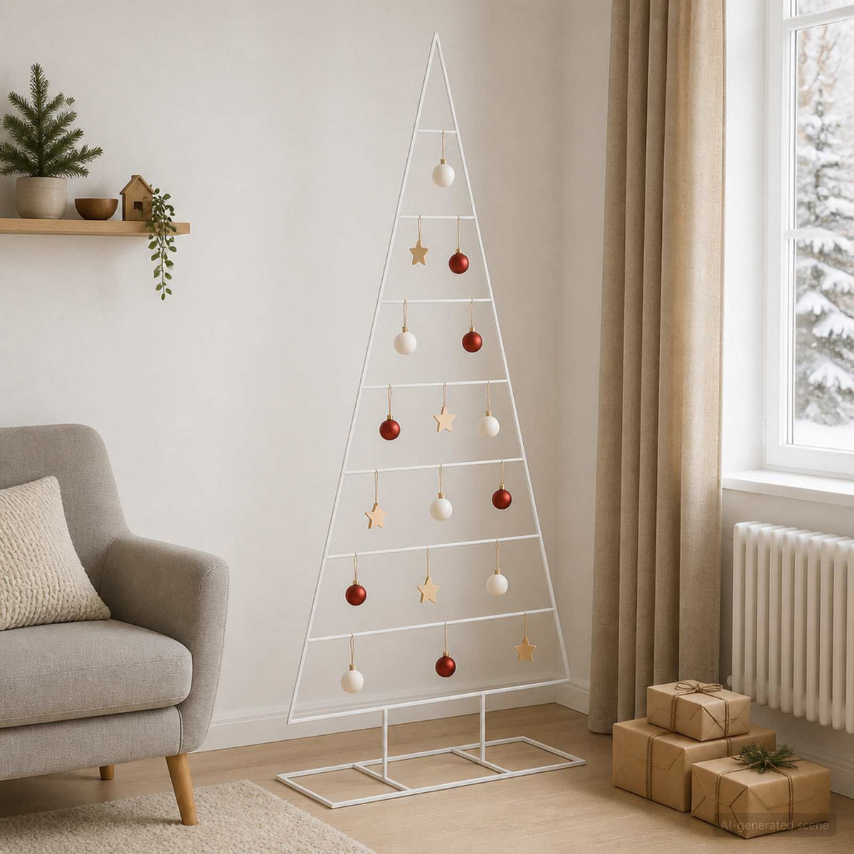 Fém karácsonyfa KUOPIO 210 cm Porszórt Acél Fehér