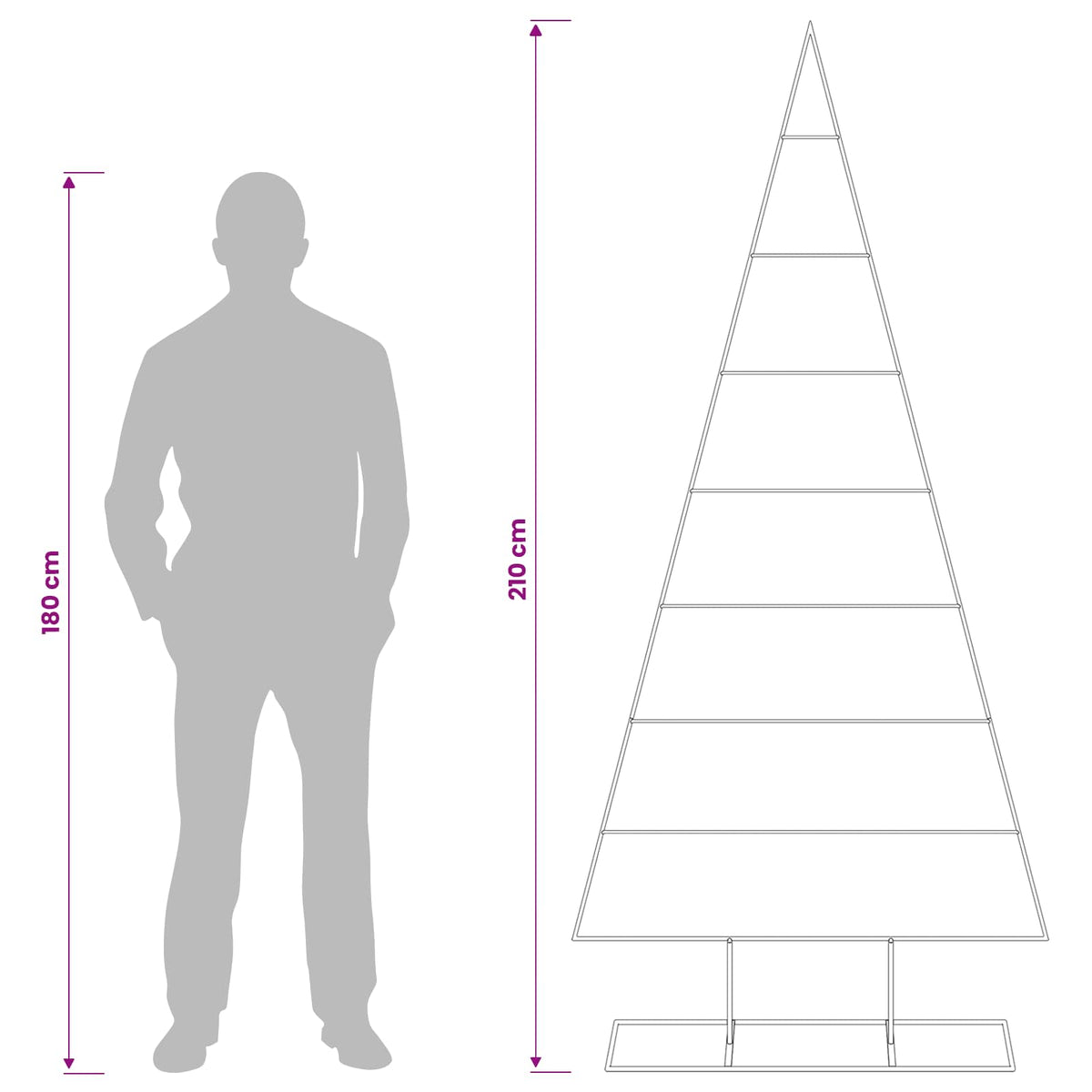 Fém karácsonyfa KUOPIO 210 cm Porszórt Acél Fehér