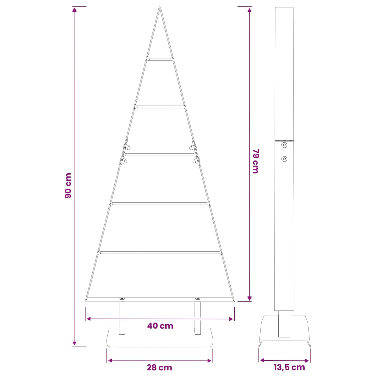 Fém karácsonyfa KUOPIO 90 cm Acél Fehér