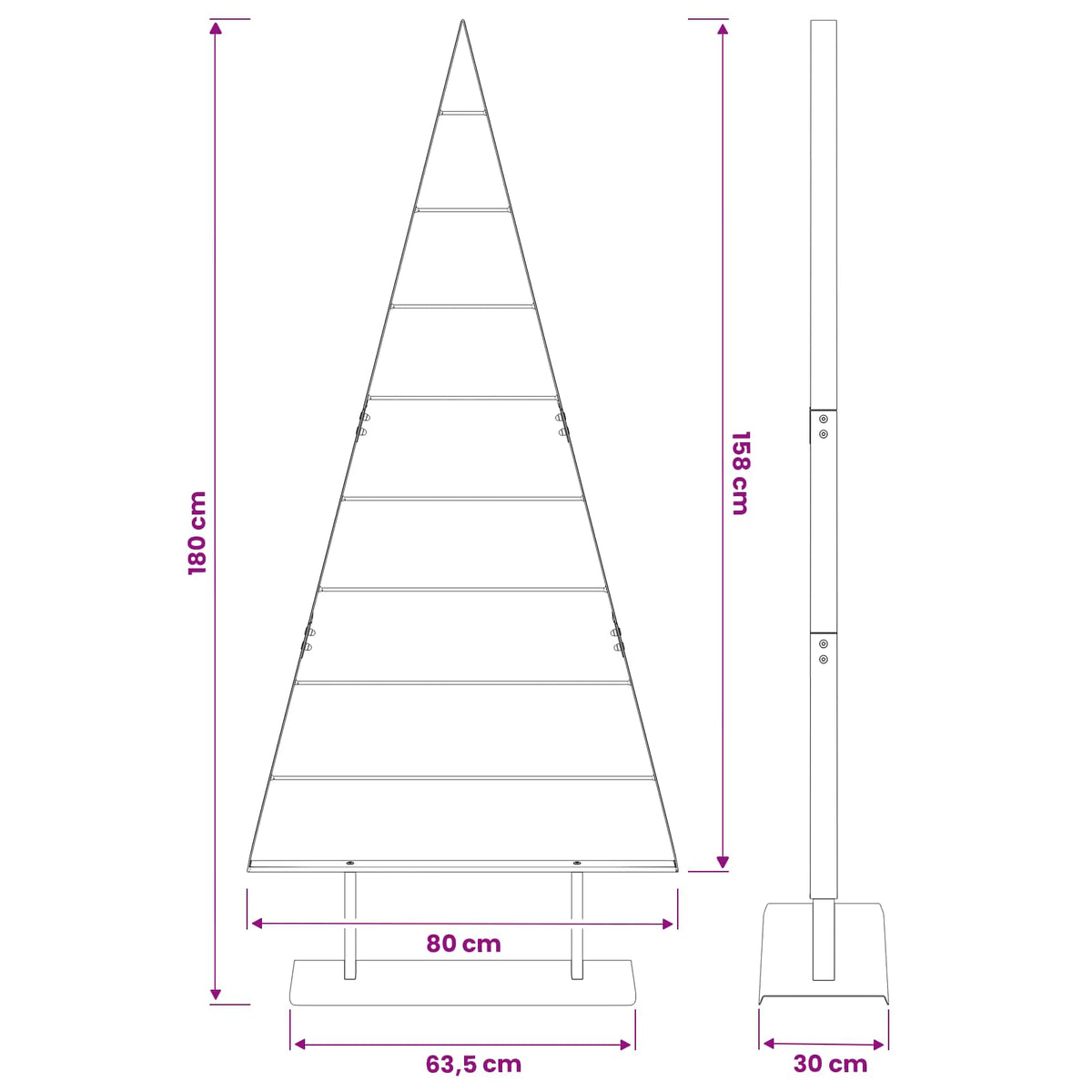Fém karácsonyfa KUOPIO 180 cm Acél Fehér