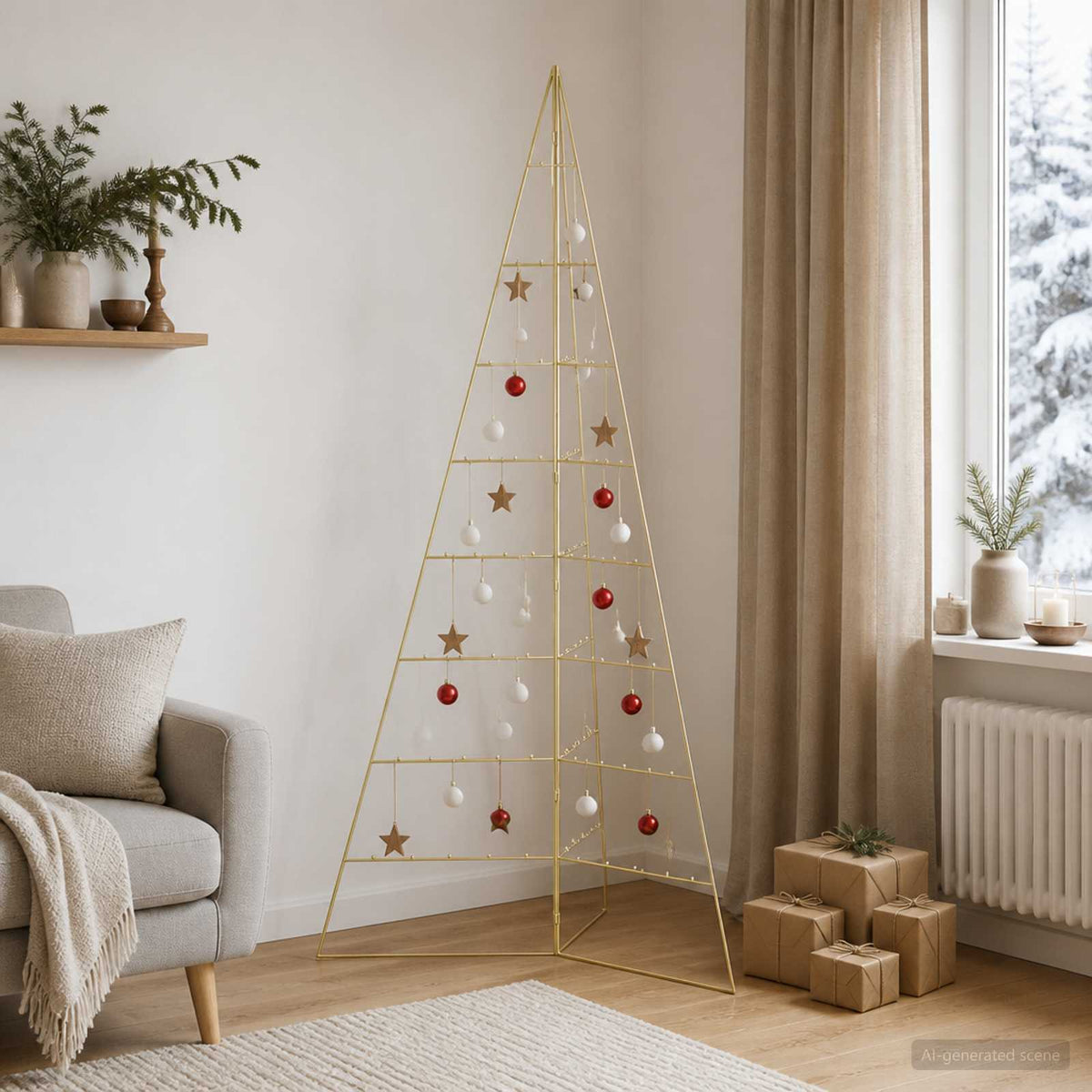 Fém karácsonyfa KUOPIO 210 cm Acél Arany