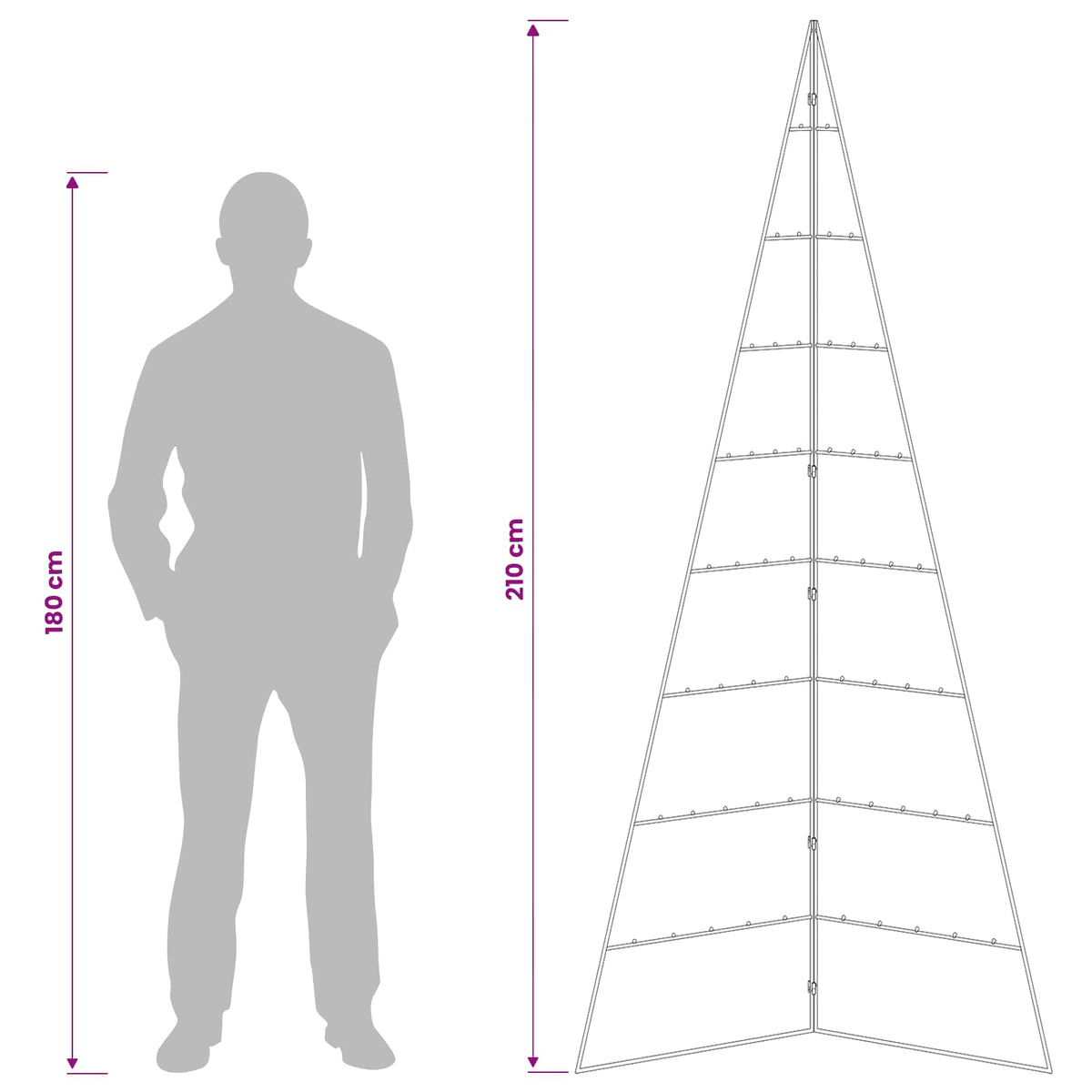 Fém karácsonyfa KUOPIO 210 cm Acél Arany