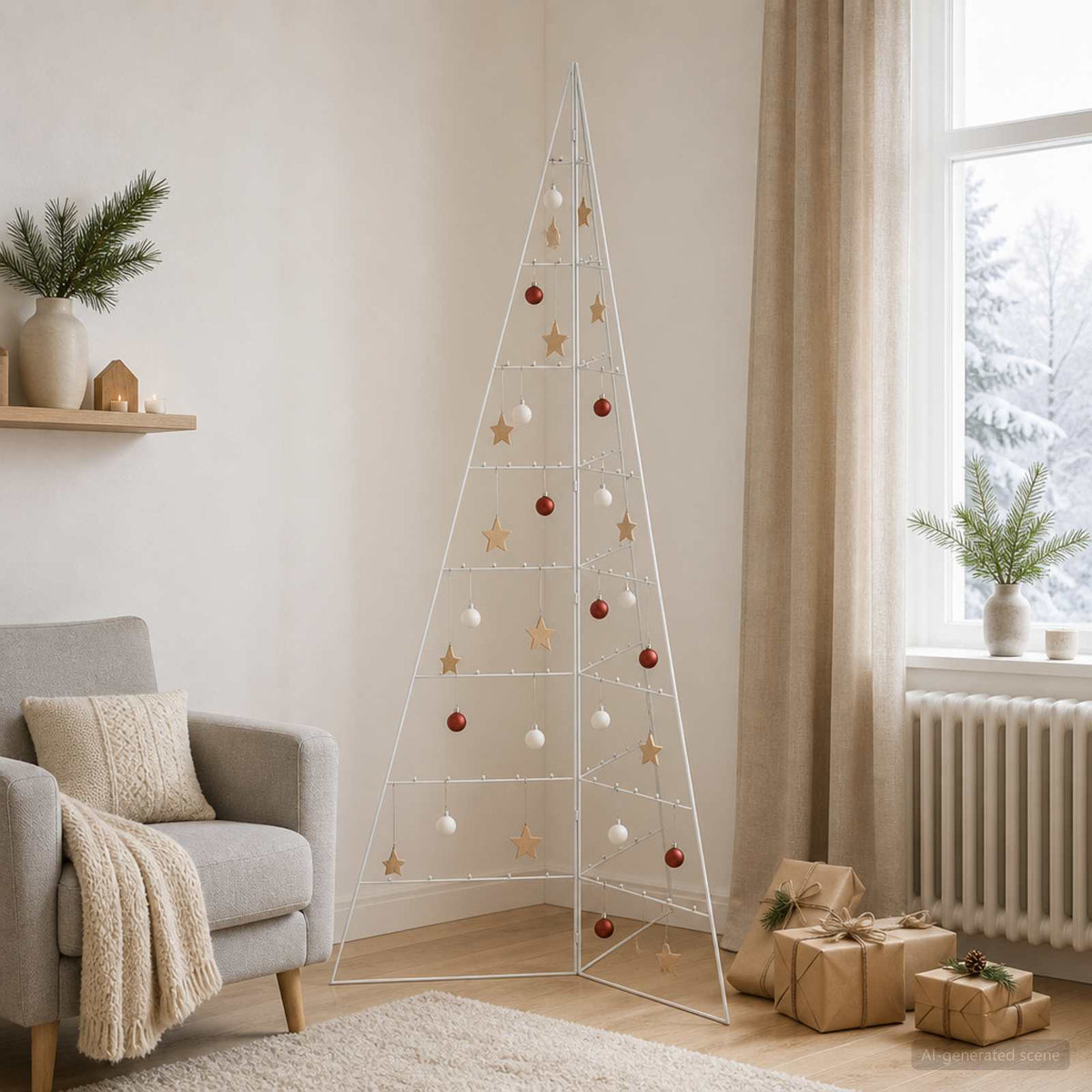 Fém karácsonyfa KUOPIO 210 cm Acél Fehér