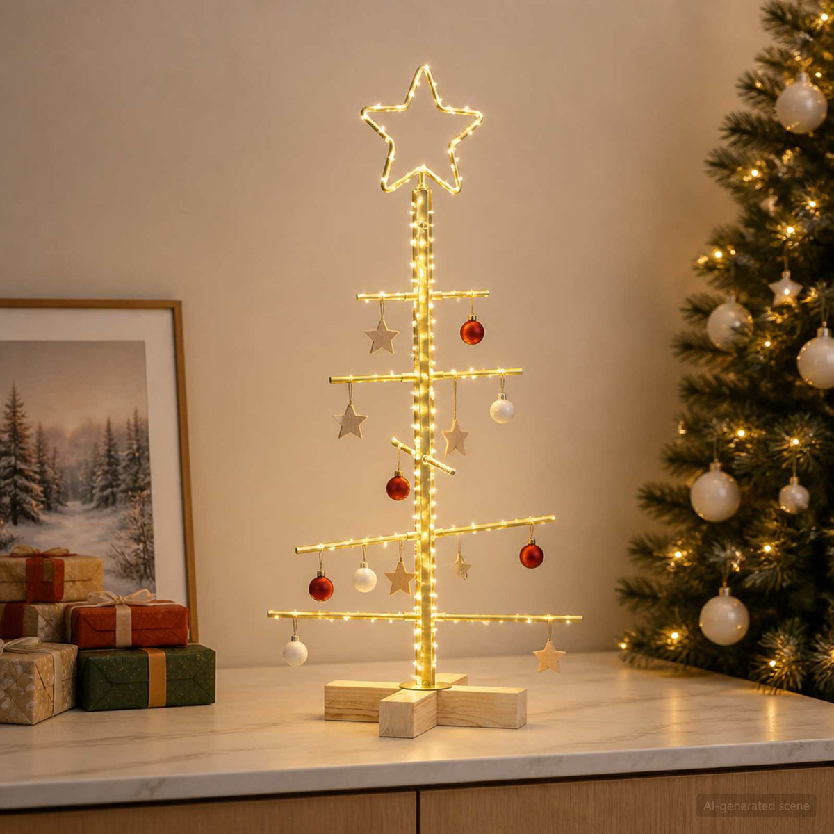 Fém karácsonyfa állvánnyal KUOPIO 60 cm Acél Arany