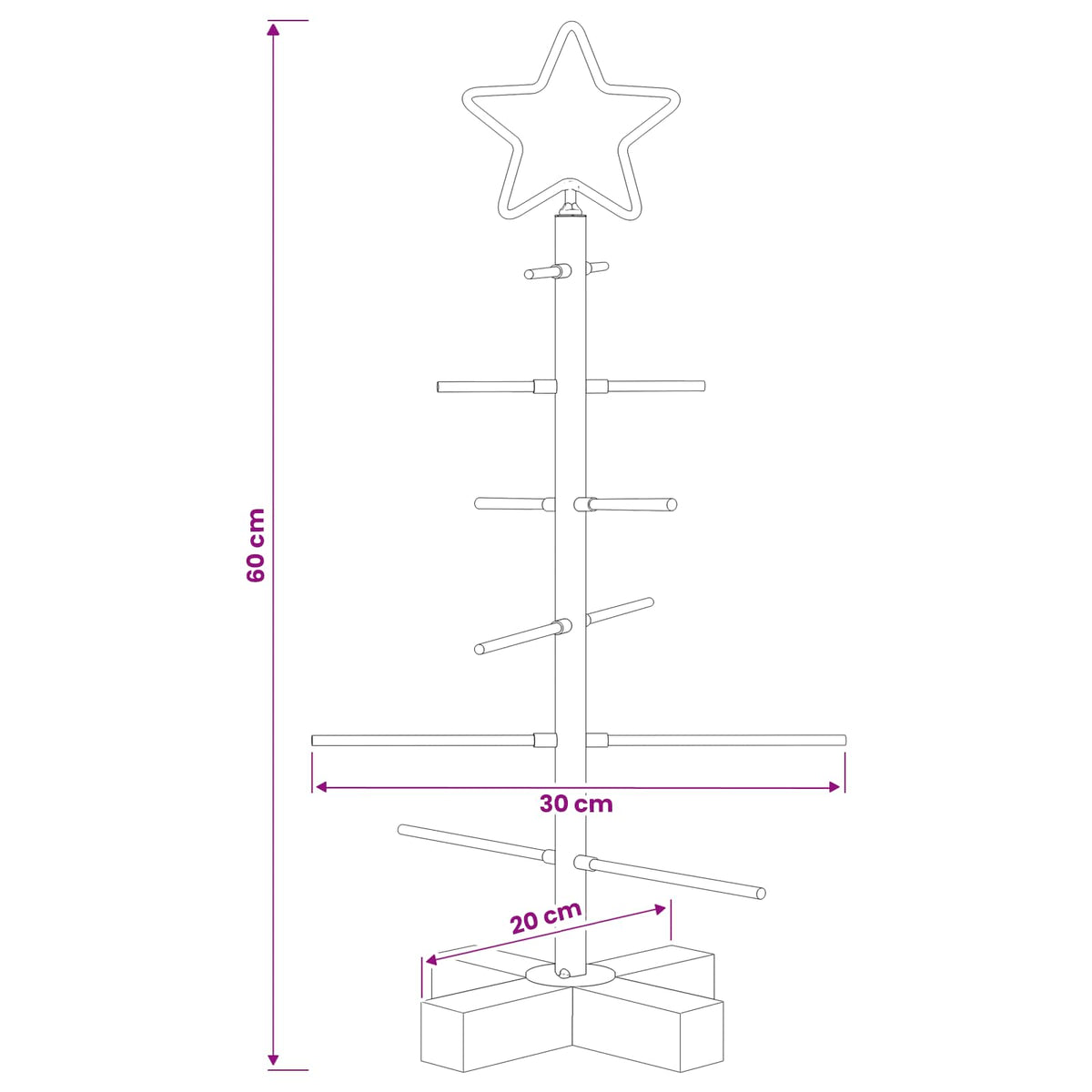 Fém karácsonyfa állvánnyal KUOPIO 60 cm Acél Fehér