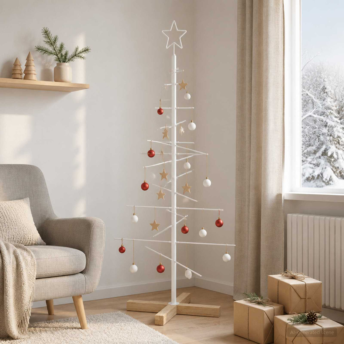 Fém karácsonyfa állvánnyal KUOPIO 120 cm Acél Fehér