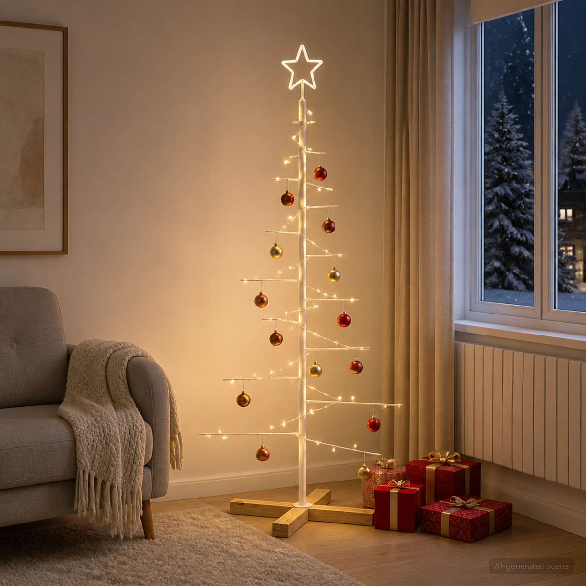 Fém karácsonyfa állvánnyal KUOPIO 120 cm Acél Fehér