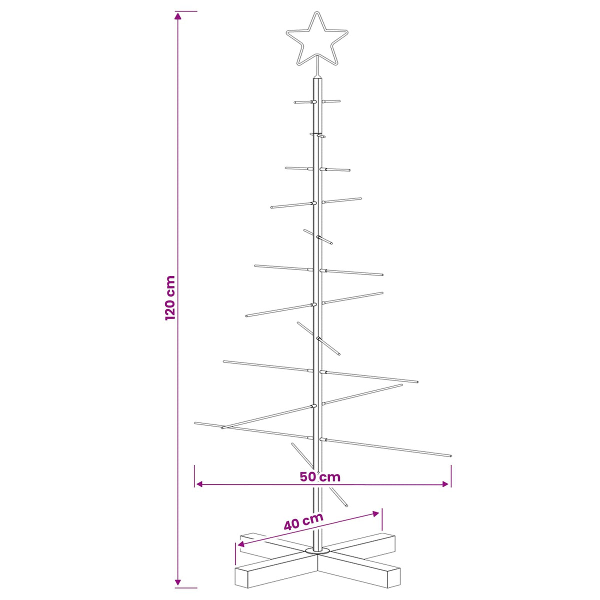 Fém karácsonyfa állvánnyal KUOPIO 120 cm Acél Fehér