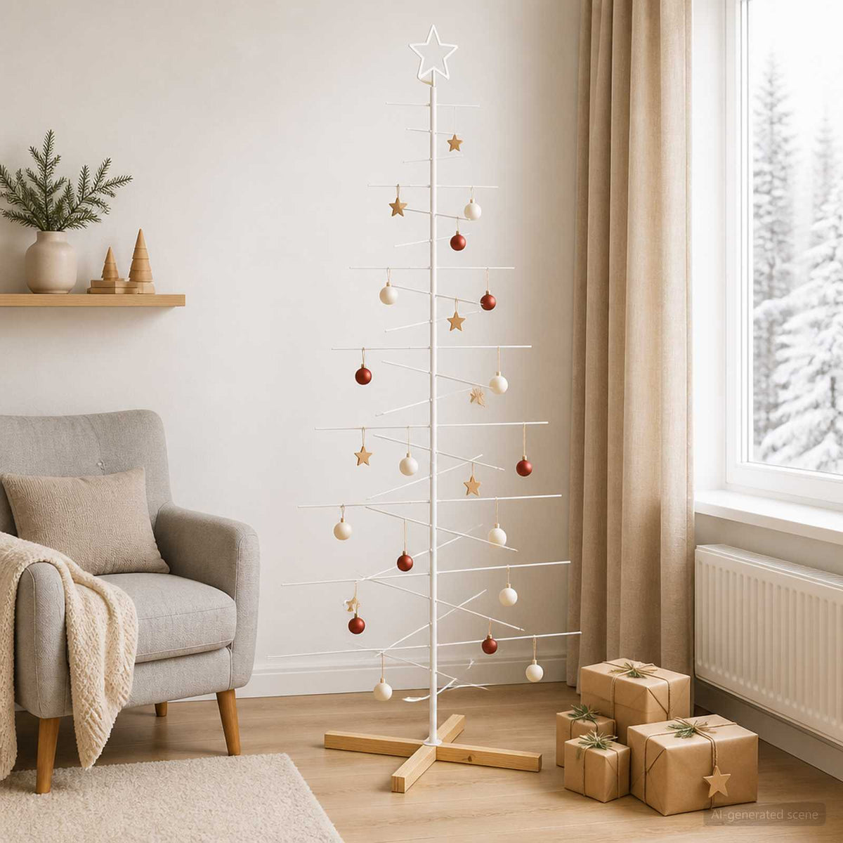 Fém karácsonyfa állvánnyal KUOPIO 210 cm Acél Fehér