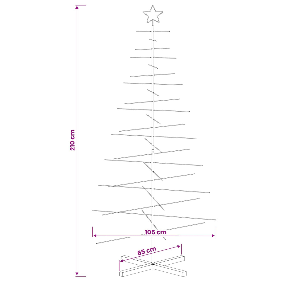 Fém karácsonyfa állvánnyal KUOPIO 210 cm Acél Fehér