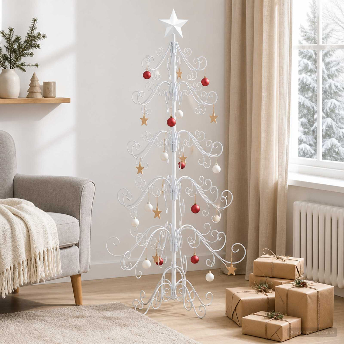 Fém karácsonyfa KUOPIO 150 cm acél White