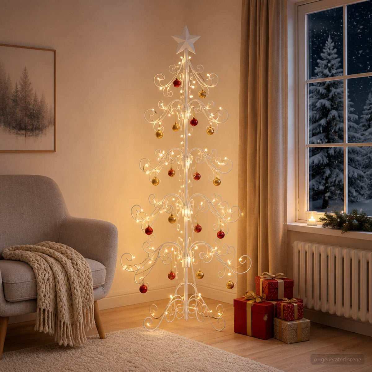 Fém karácsonyfa KUOPIO 150 cm acél White