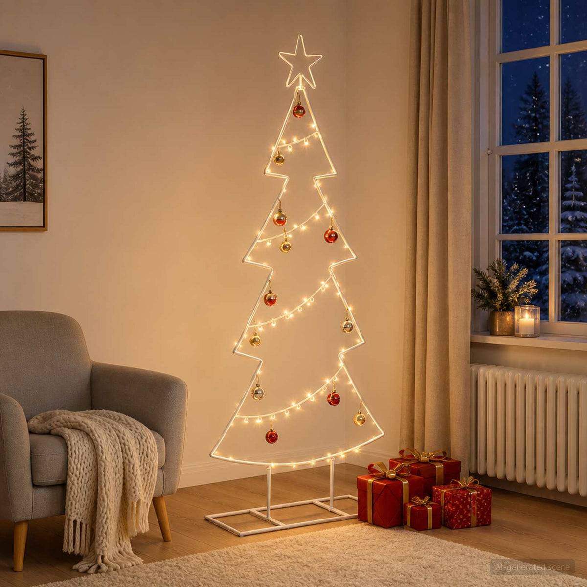 Fém karácsonyfa állvánnyal KUOPIO 125 cm Acél Fehér