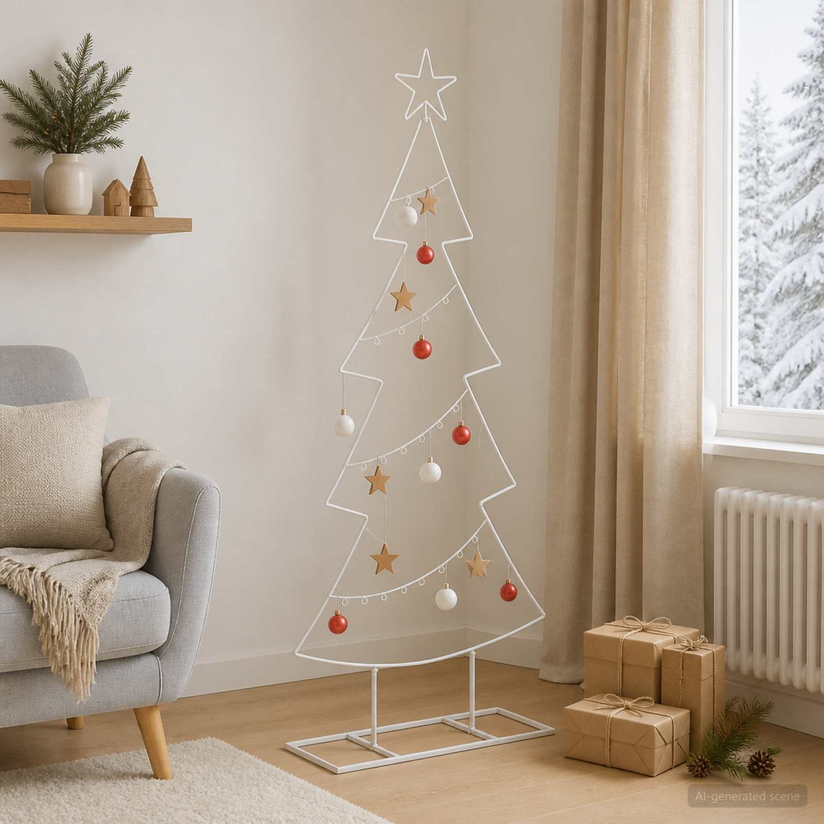 Fém karácsonyfa állvánnyal KUOPIO 125 cm Acél Fehér
