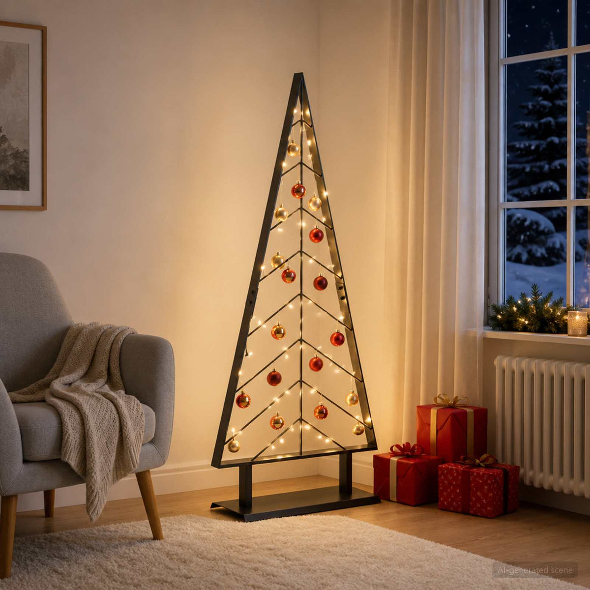 Fém karácsonyfa állvánnyal KUOPIO 125 cm Acél Fekete