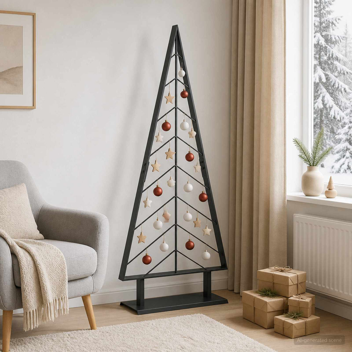 Fém karácsonyfa állvánnyal KUOPIO 125 cm Acél Fekete