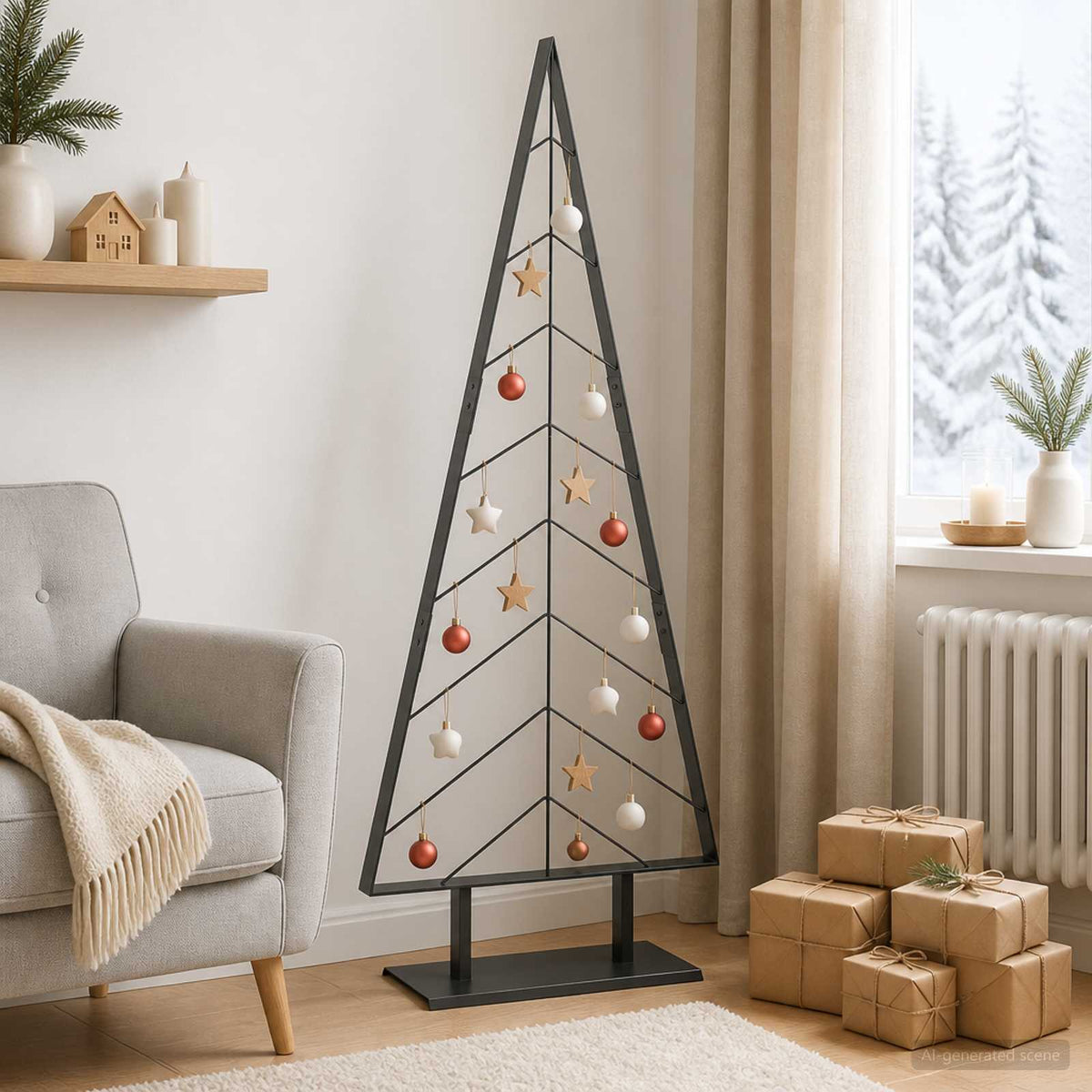 Fém karácsonyfa állvánnyal KUOPIO 150 cm Acél Fekete