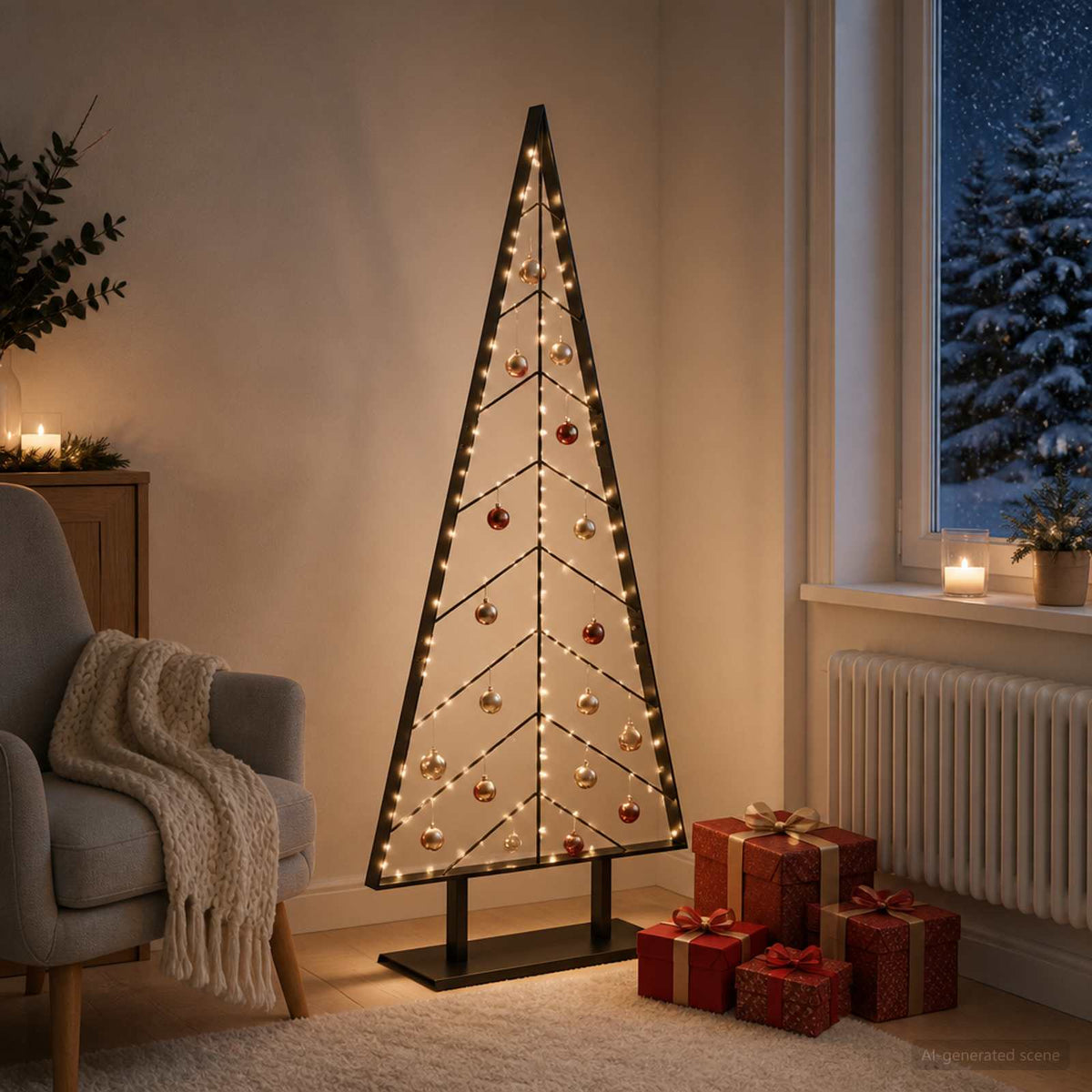 Fém karácsonyfa állvánnyal KUOPIO 150 cm Acél Fekete