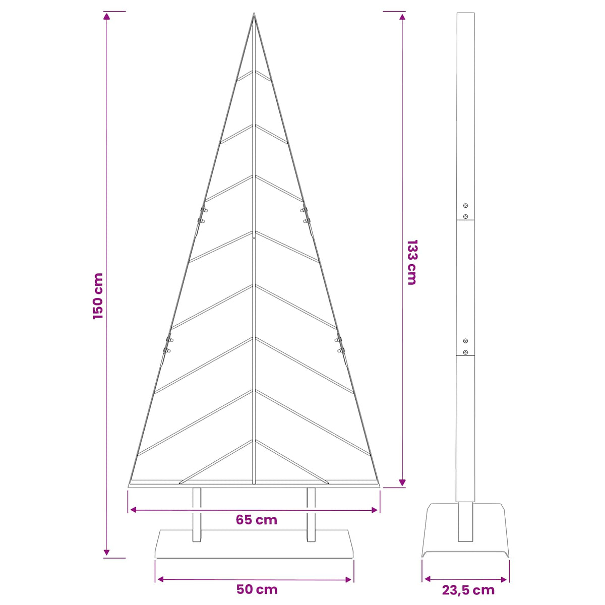 Fém karácsonyfa állvánnyal KUOPIO 150 cm Acél Fekete