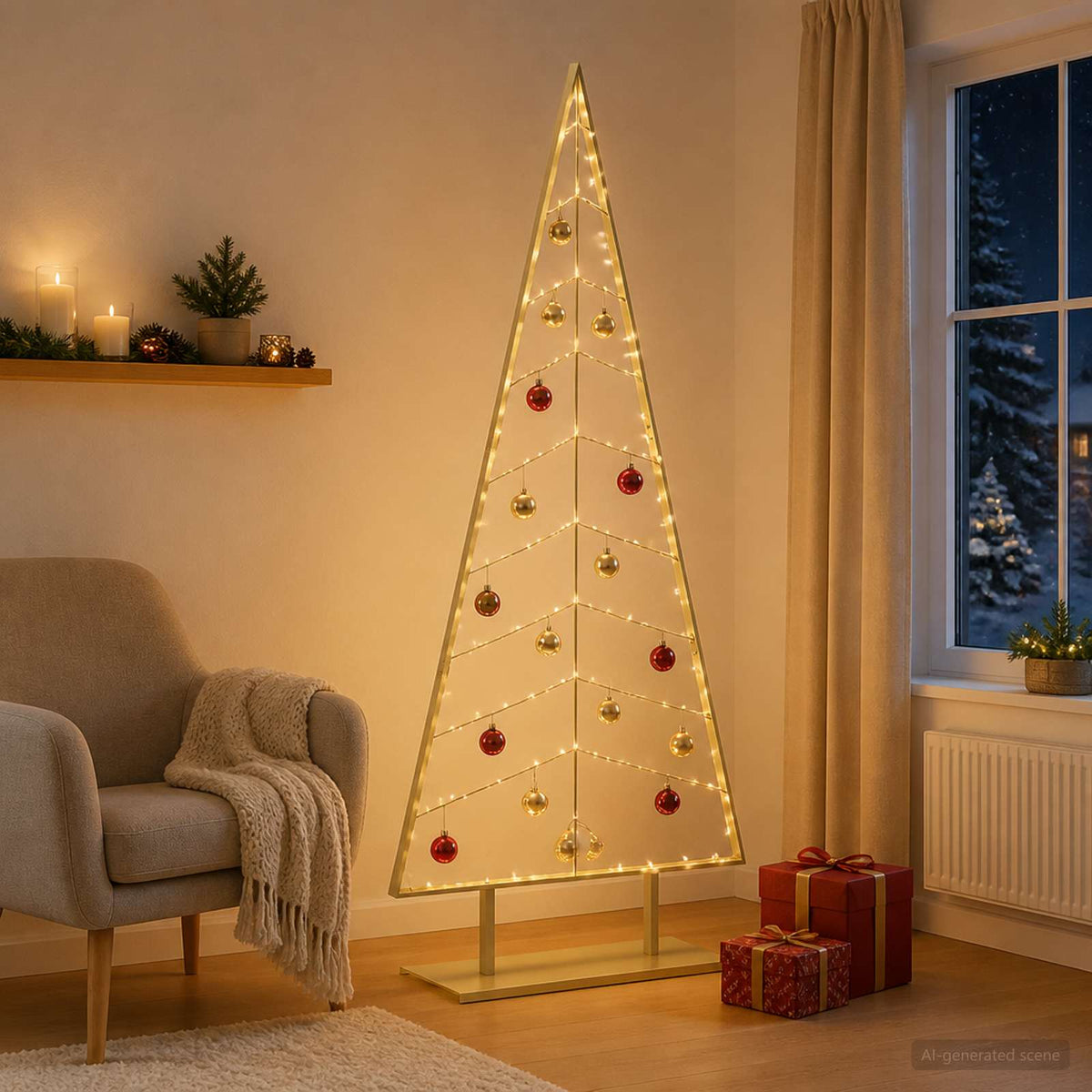Fém karácsonyfa állvánnyal KUOPIO 210 cm Acél Arany