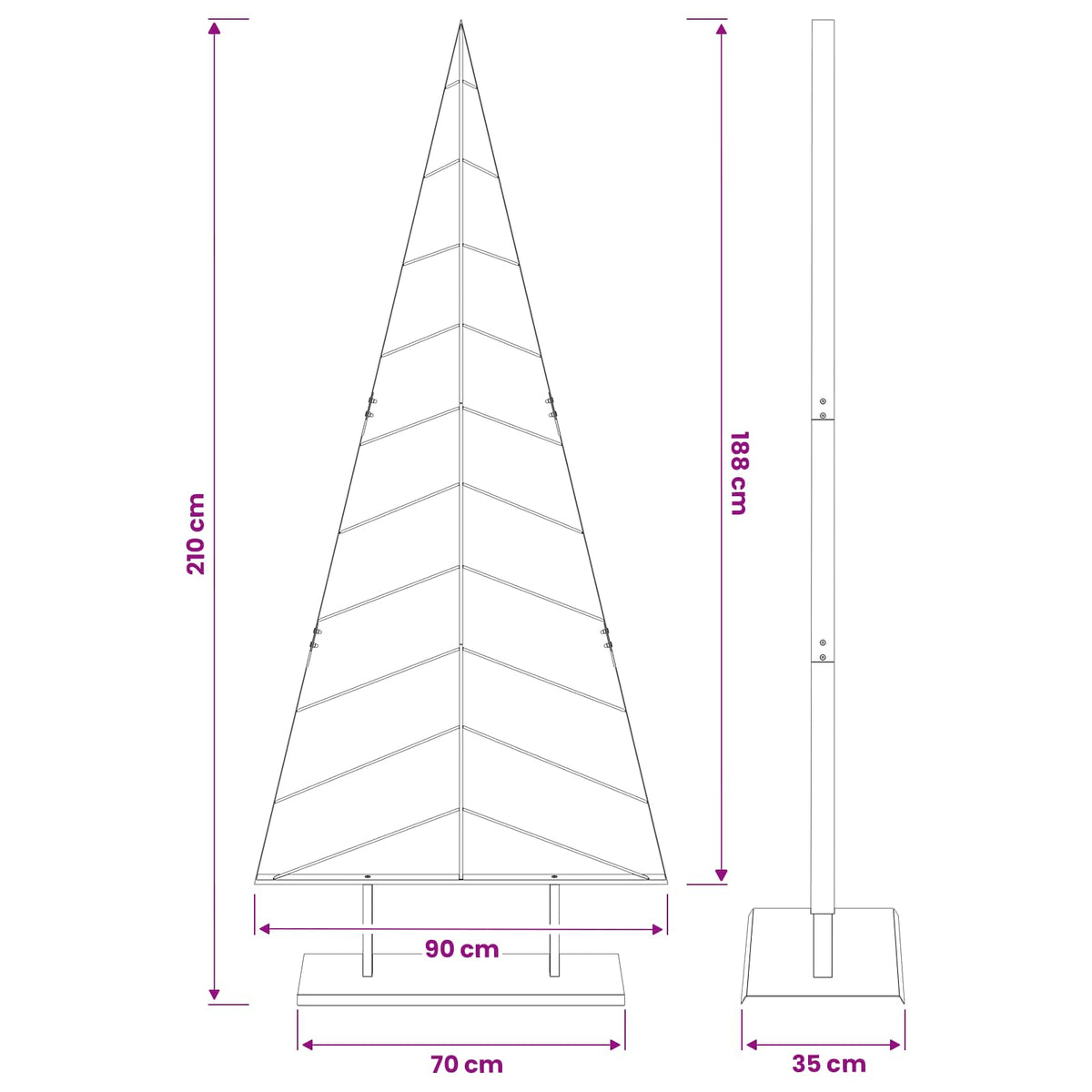 Fém karácsonyfa állvánnyal KUOPIO 210 cm Acél Arany