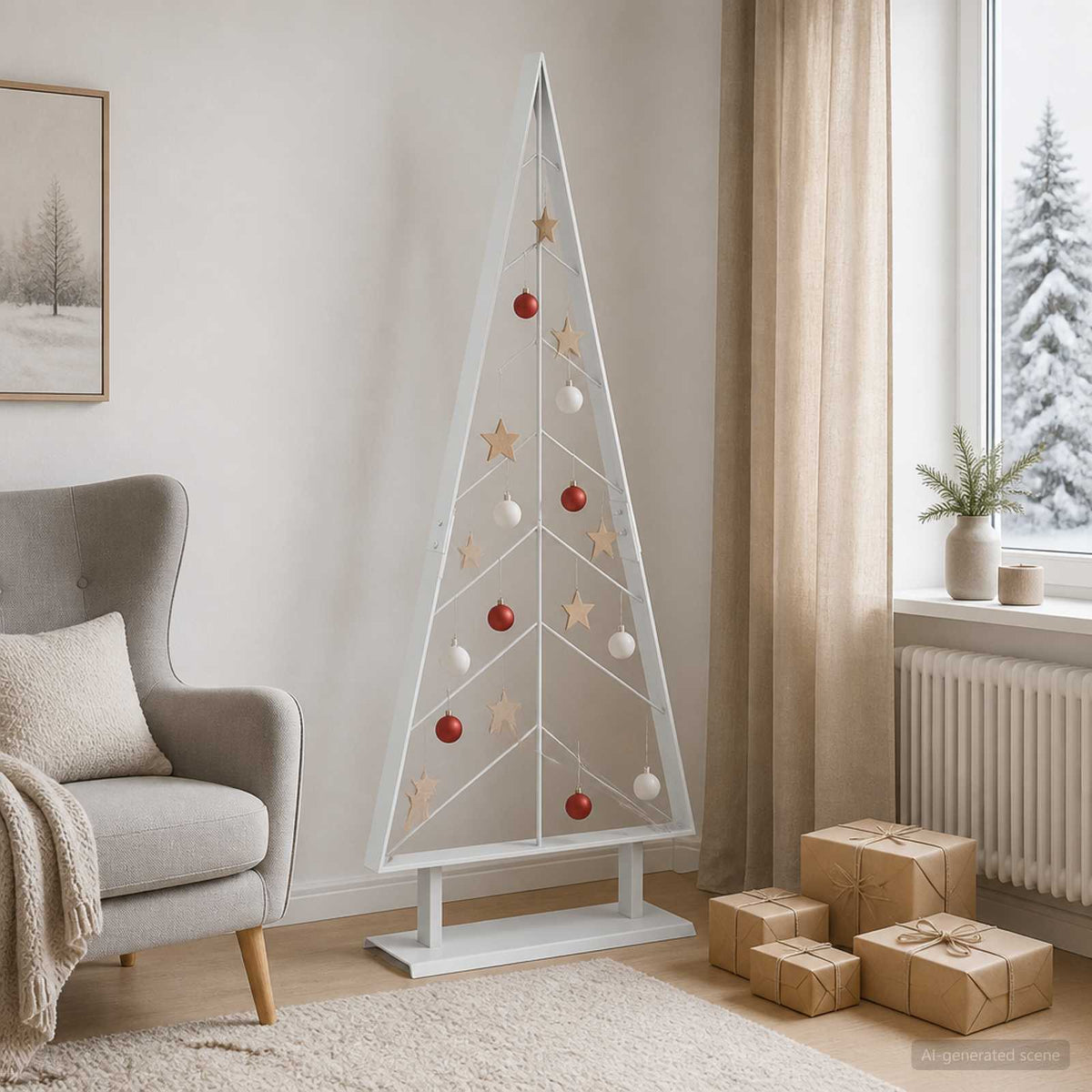 Fém karácsonyfa állvánnyal KUOPIO 125 cm Acél Fehér