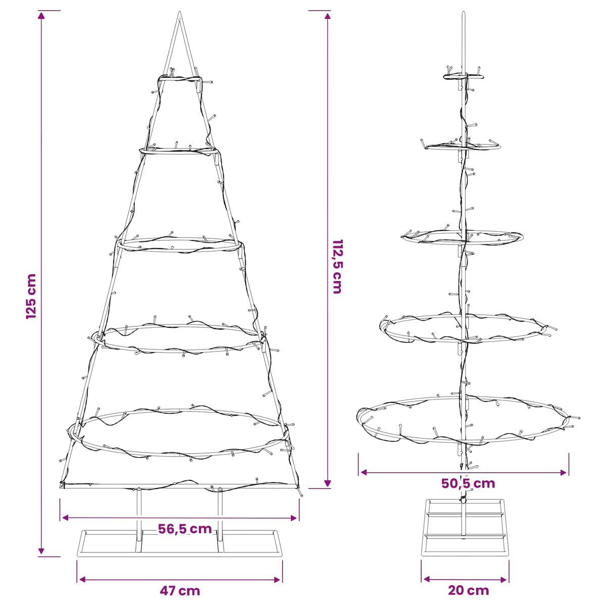 Fém karácsonyfa állvánnyal KUOPIO 125 cm Meleg fehér Acél