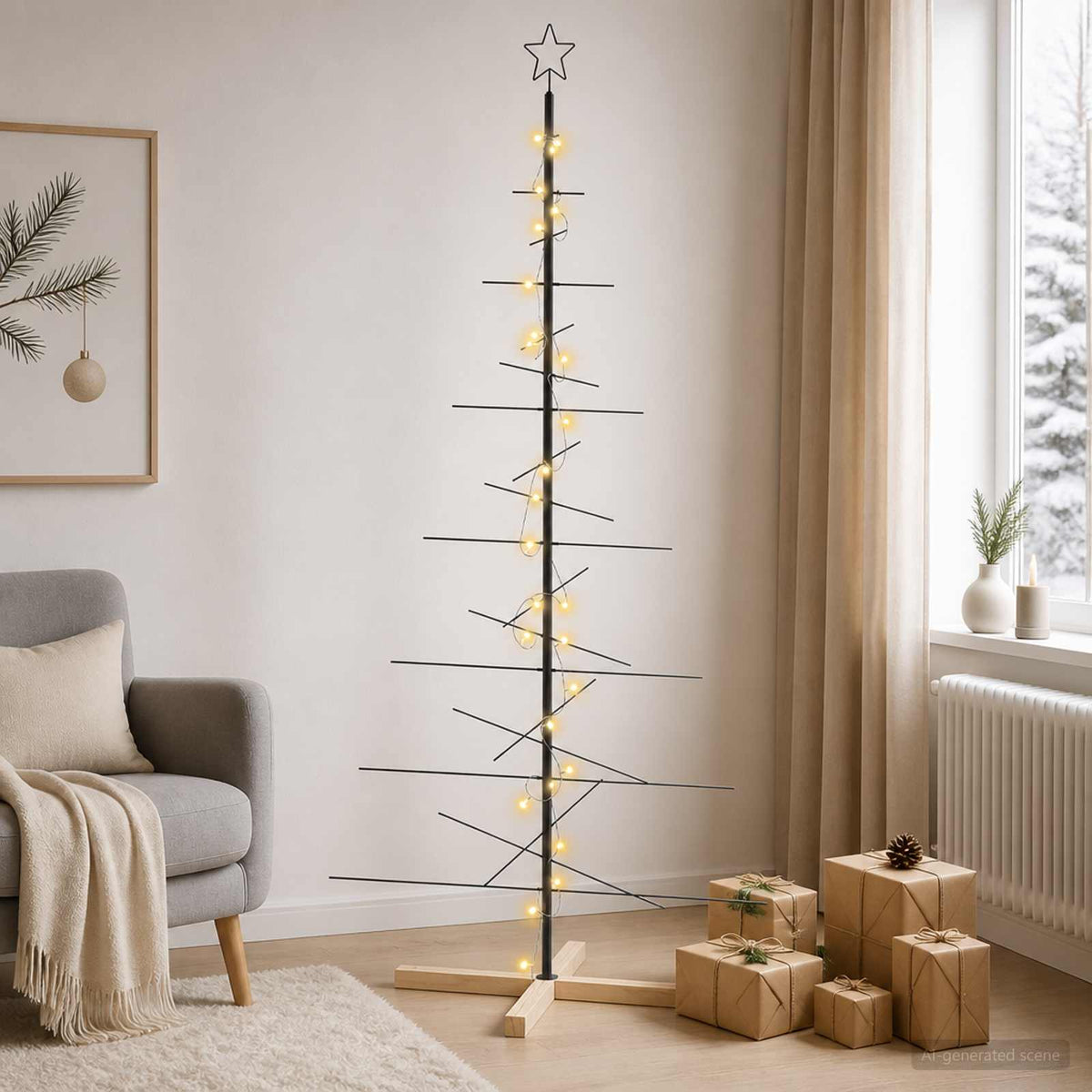 Fém karácsonyfa állvánnyal KUOPIO 180 cm Meleg fehér Acél
