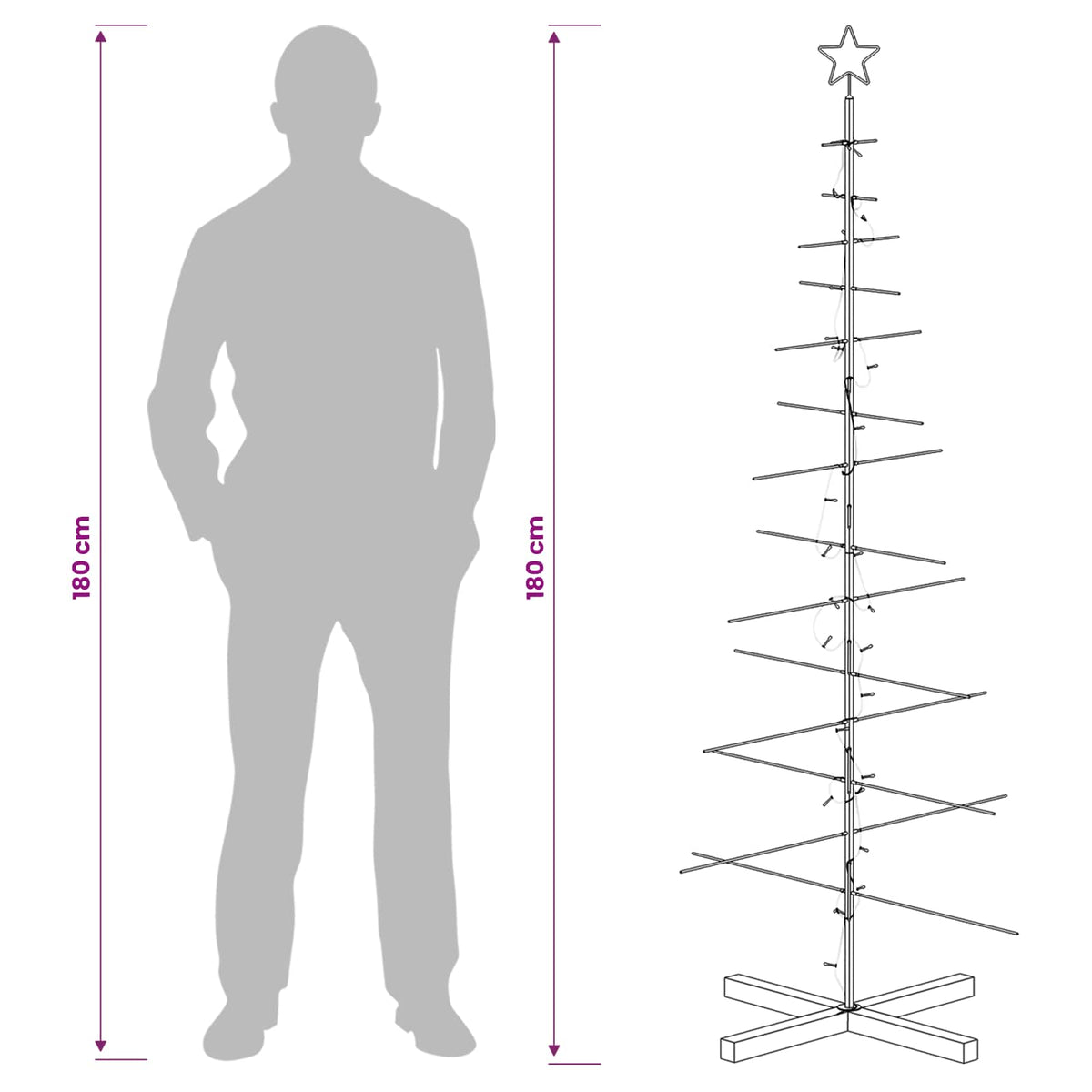 Fém karácsonyfa állvánnyal KUOPIO 180 cm Meleg fehér Acél