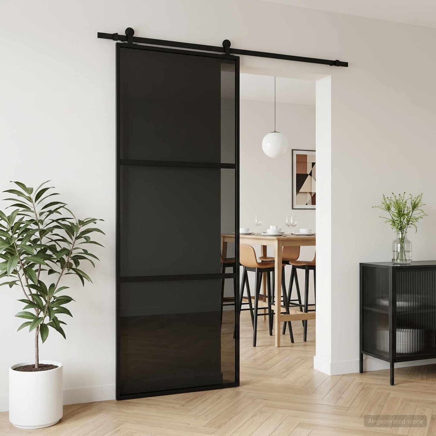 Csúszó ajtó 76 x 205 cm Edzett Üveg és Alumínium