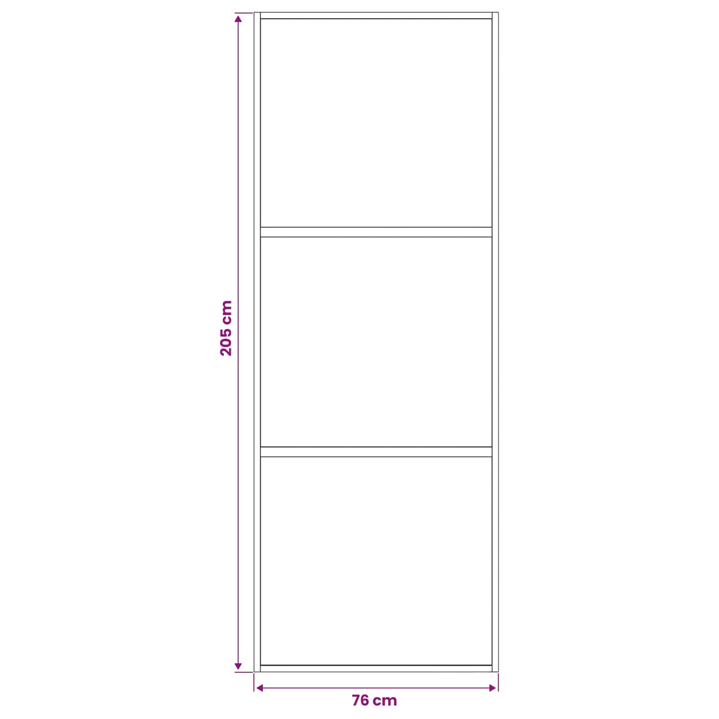 Csúszó ajtó 76 x 205 cm Edzett Üveg és Alumínium