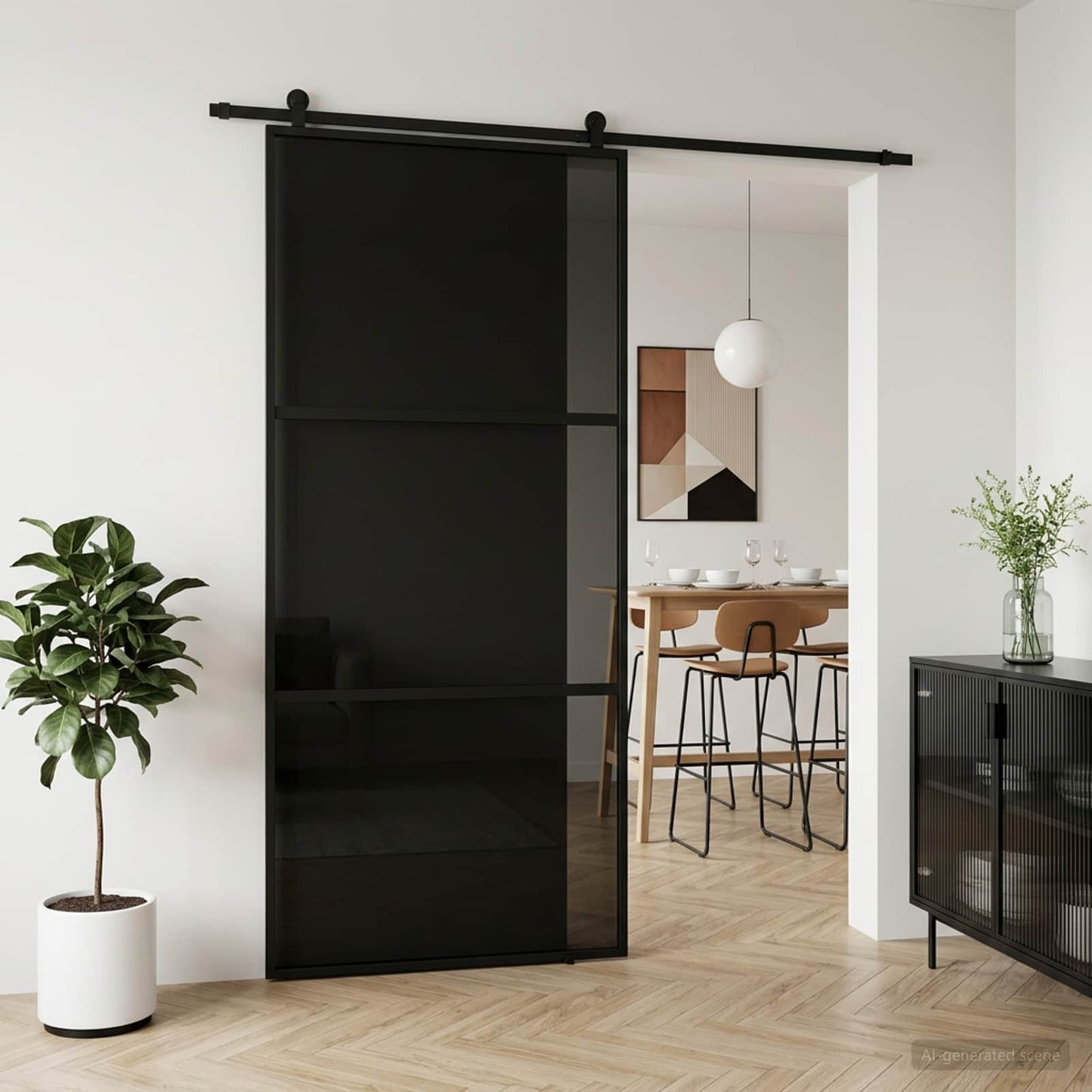 Csúszó ajtó 102 x 205 cm Edzett Üveg és Alumínium