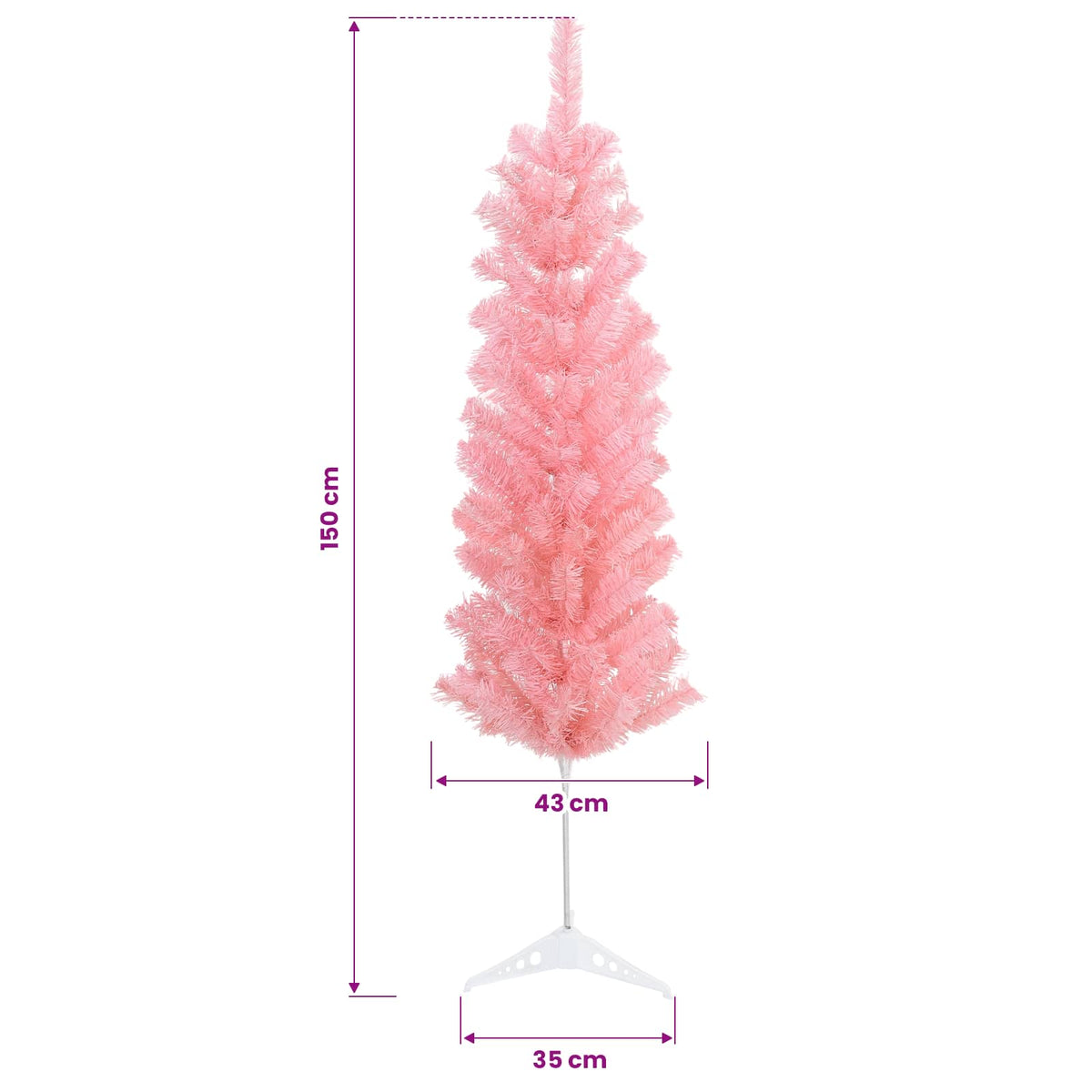 Karcsú műkarácsonyfa gömbökkel 150 cm 150 LED Meleg fehér