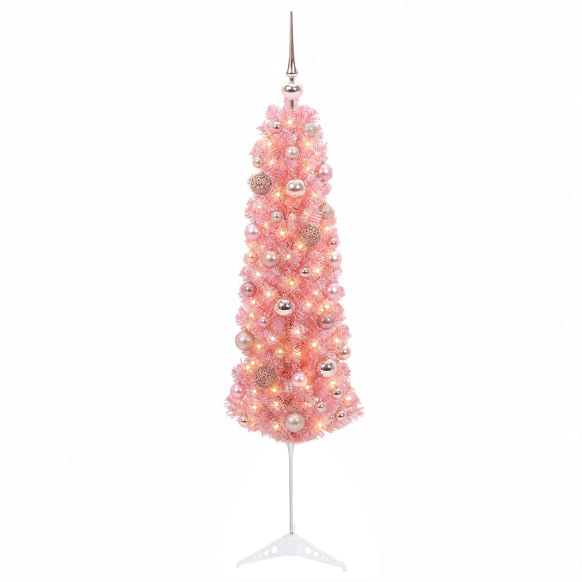 Karcsú műkarácsonyfa gömbökkel 150 cm 150 LED Meleg fehér