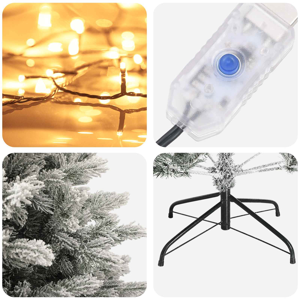 Műanyag Hajtogatós Karácsonyfa 120 cm 150 LED Meleg fehér