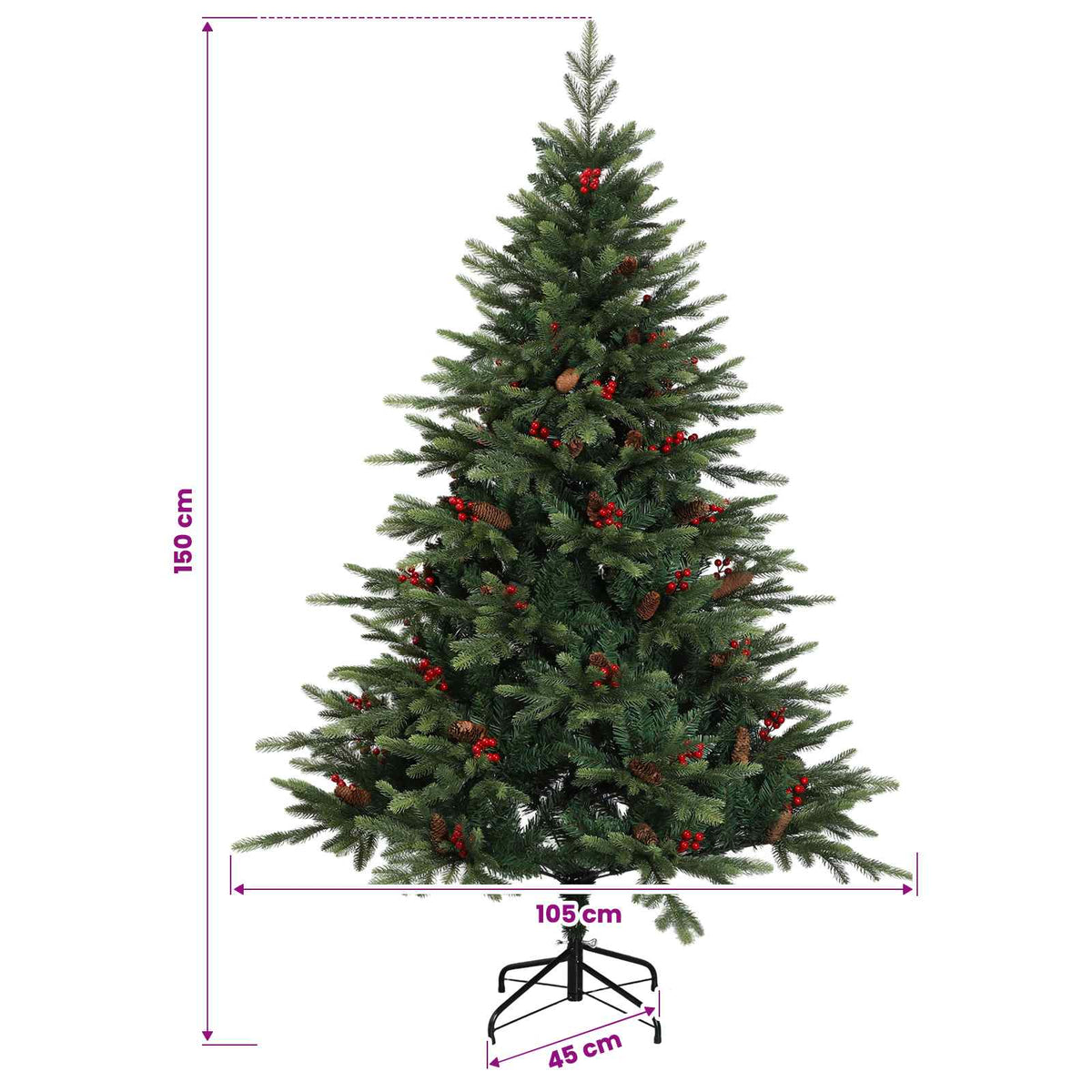 Műanyag Hajtogatós Karácsonyfa 150 cm 150 LED Meleg fehér