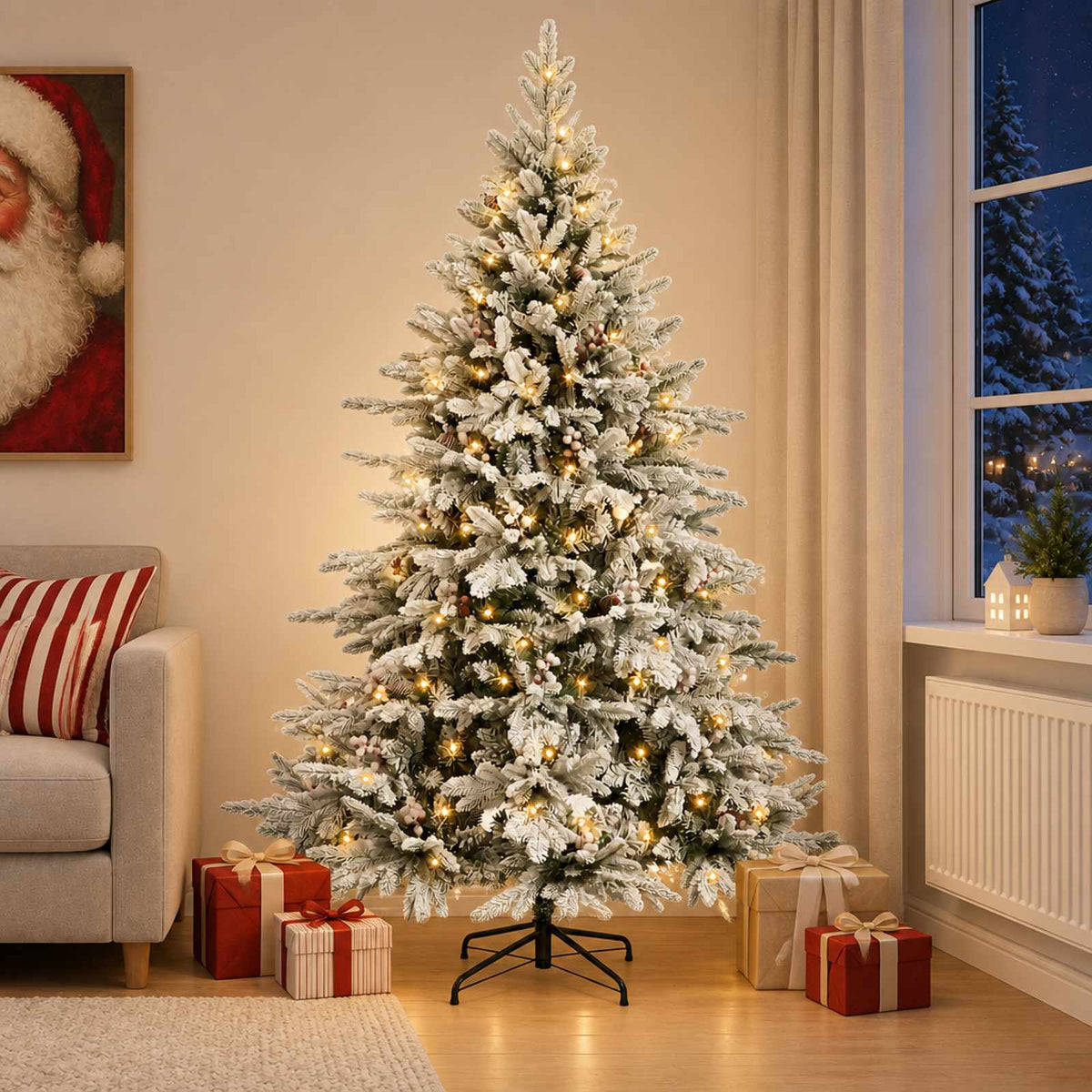 Műanyag Hajtogatós Karácsonyfa 150 cm 150 LED Meleg fehér