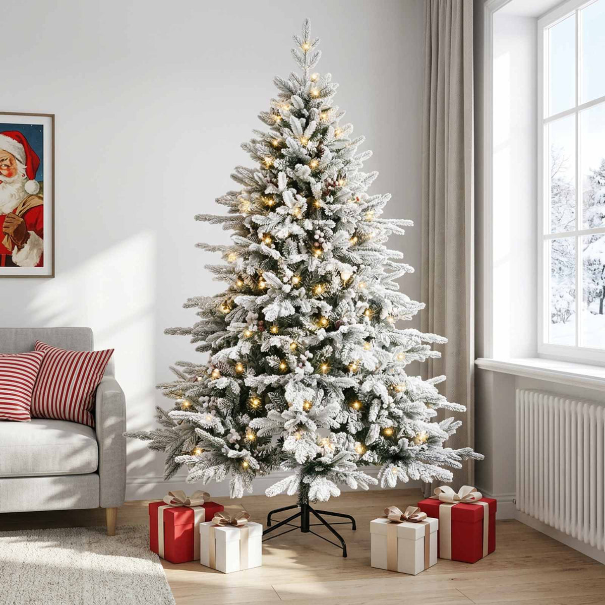 Műanyag Hajtogatós Karácsonyfa 150 cm 150 LED Meleg fehér