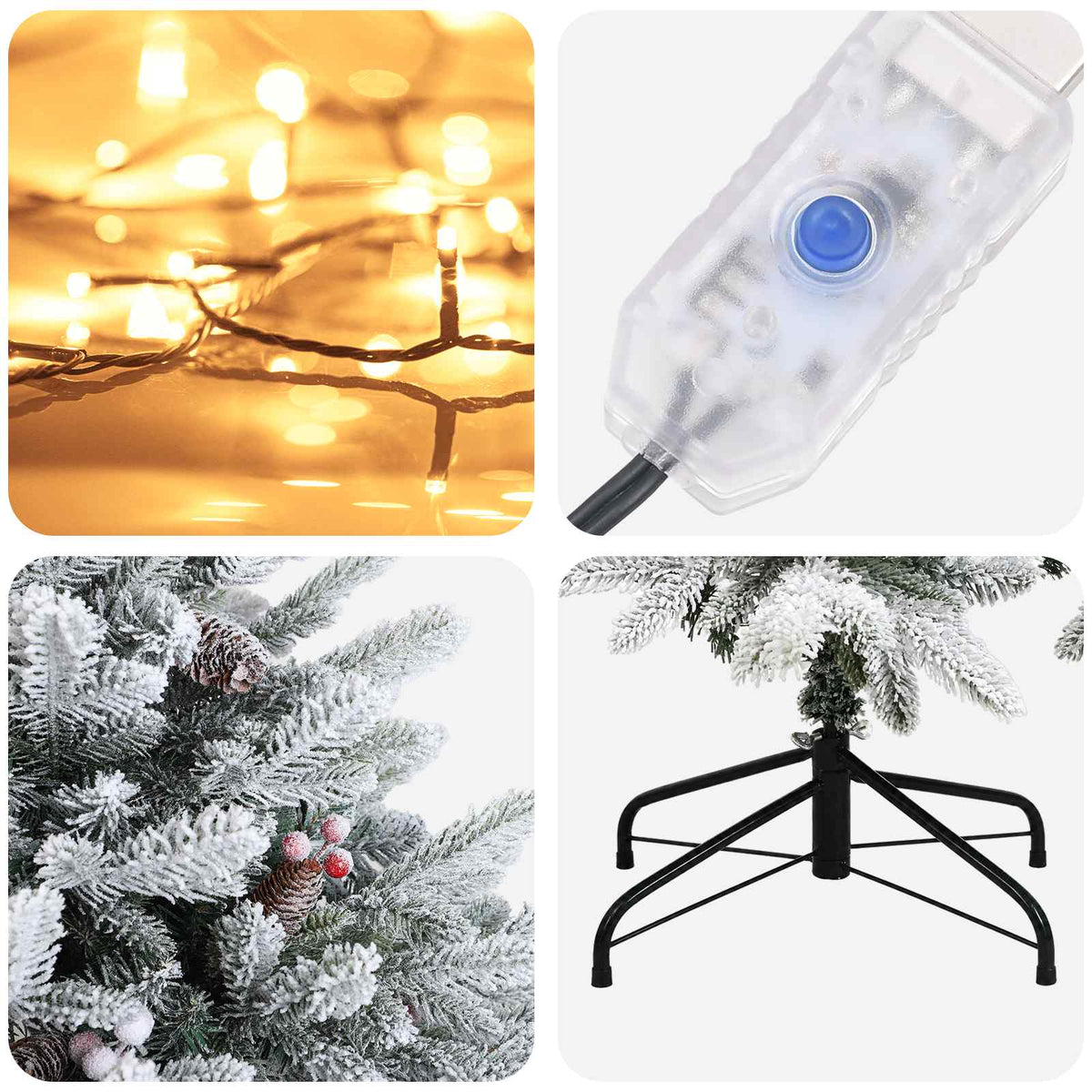 Műanyag Hajtogatós Karácsonyfa 150 cm 150 LED Meleg fehér