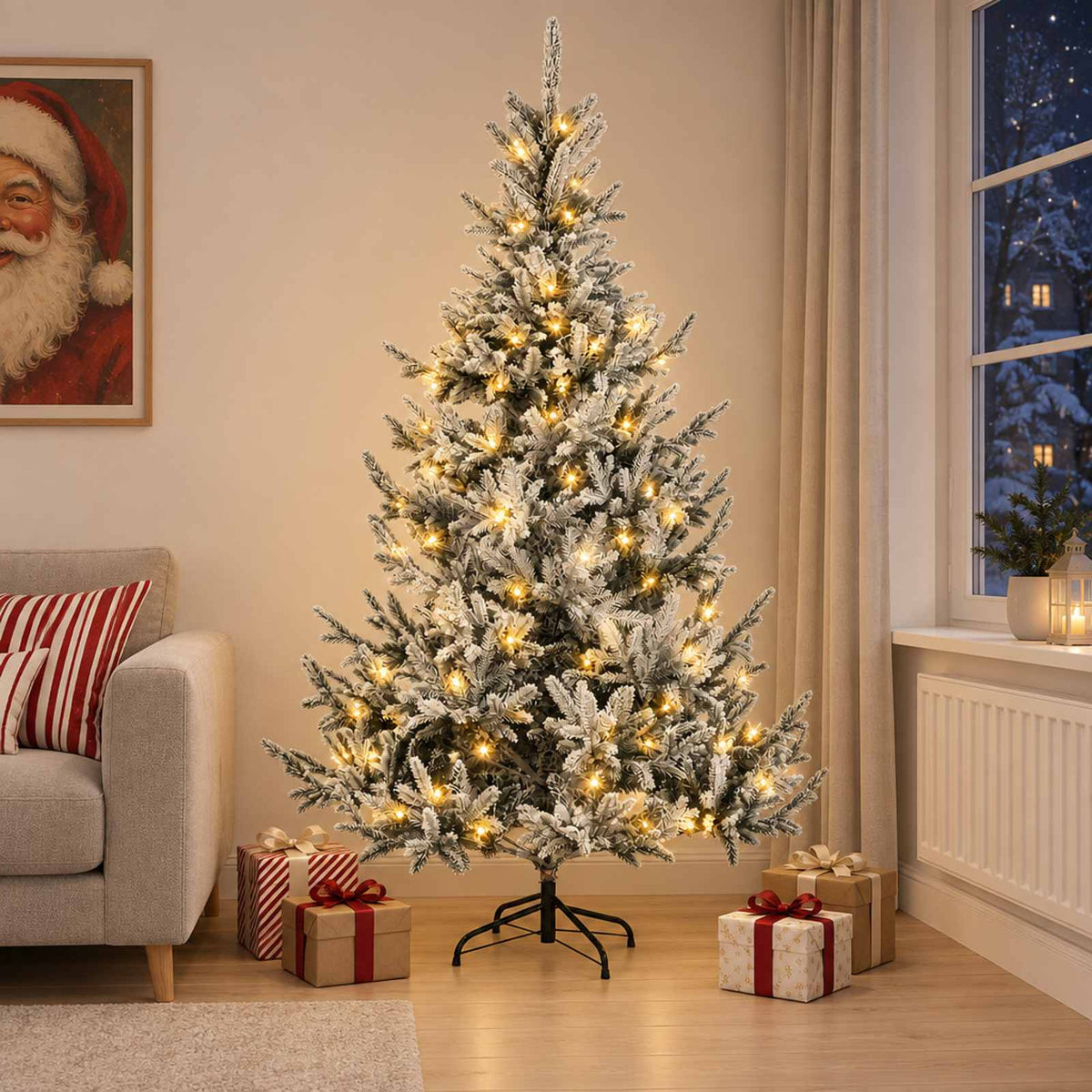 Műanyag Hajtogatós Karácsonyfa 150 cm 150 LED Meleg fehér