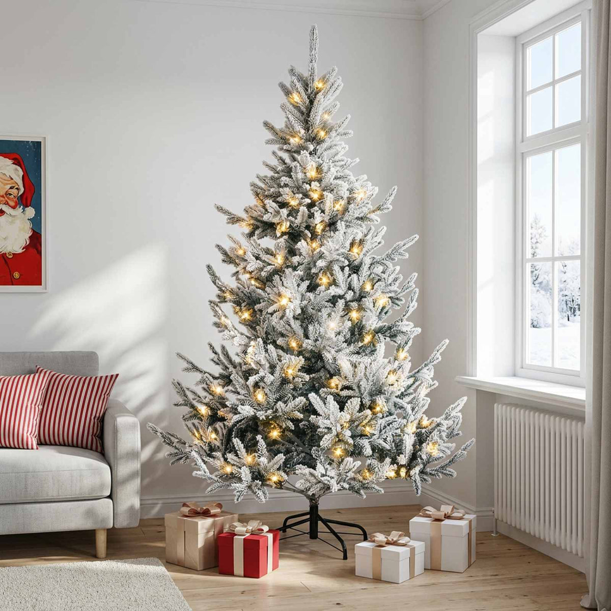 Műanyag Hajtogatós Karácsonyfa 150 cm 150 LED Meleg fehér