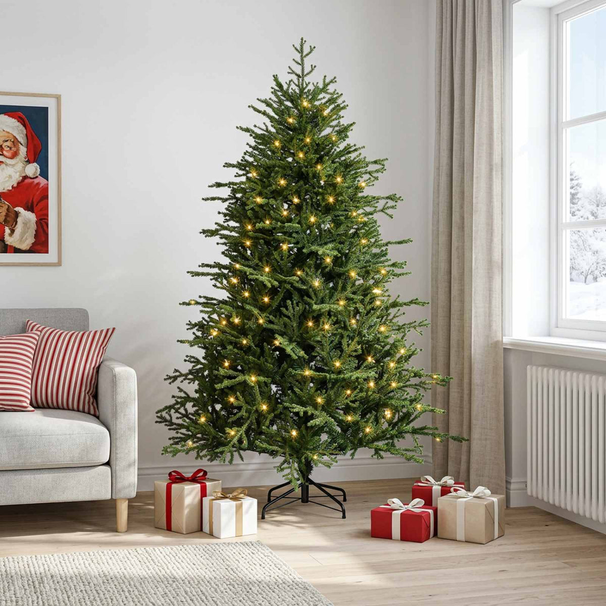 Műanyag Hajtogatós Karácsonyfa 150 cm 150 LED Meleg fehér