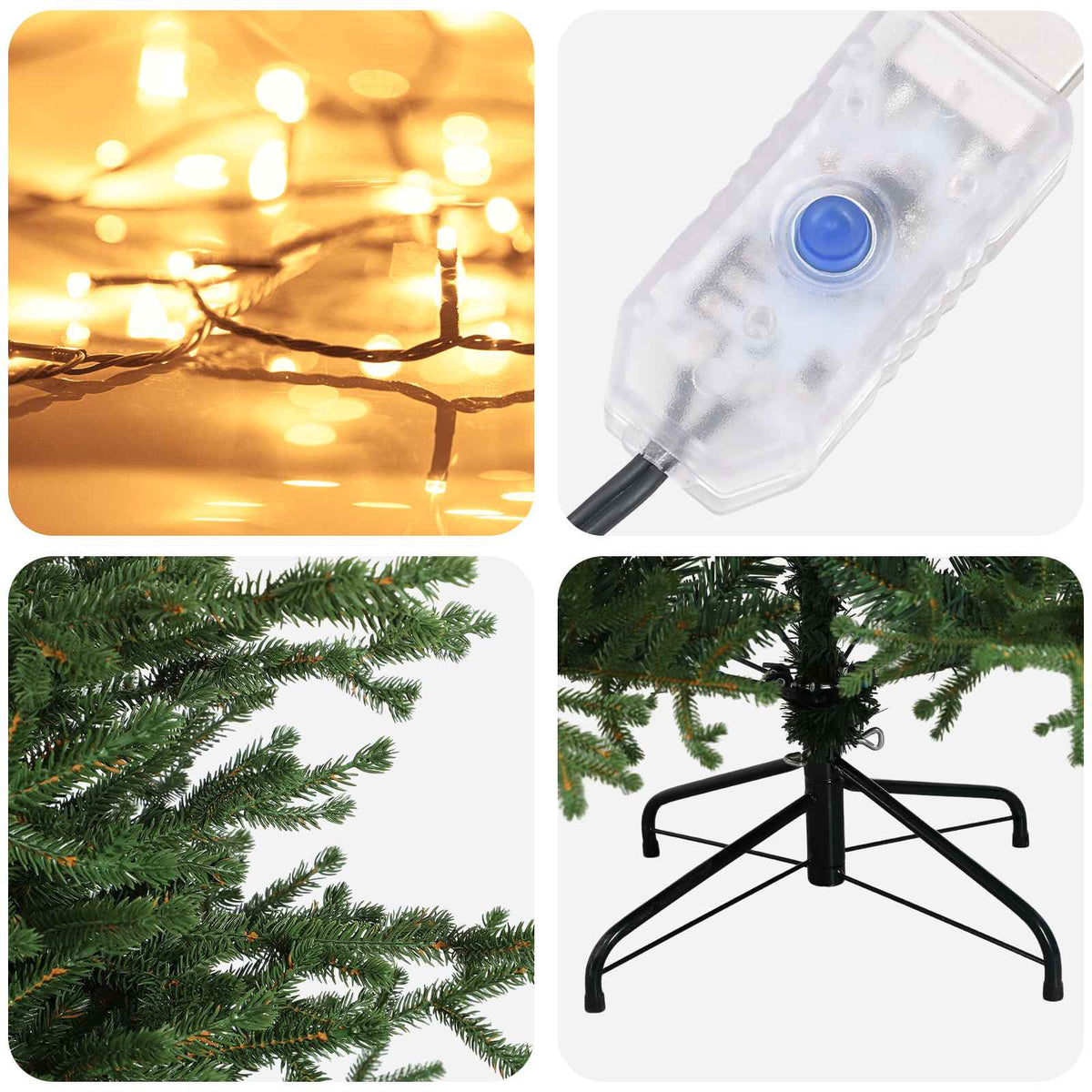 Műanyag Hajtogatós Karácsonyfa 150 cm 150 LED Meleg fehér