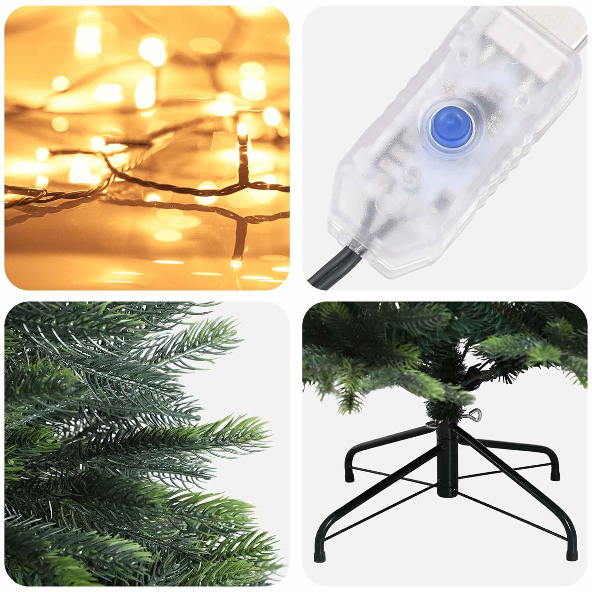 Műanyag Hajtogatós Karácsonyfa 120 cm 150 LED Meleg fehér